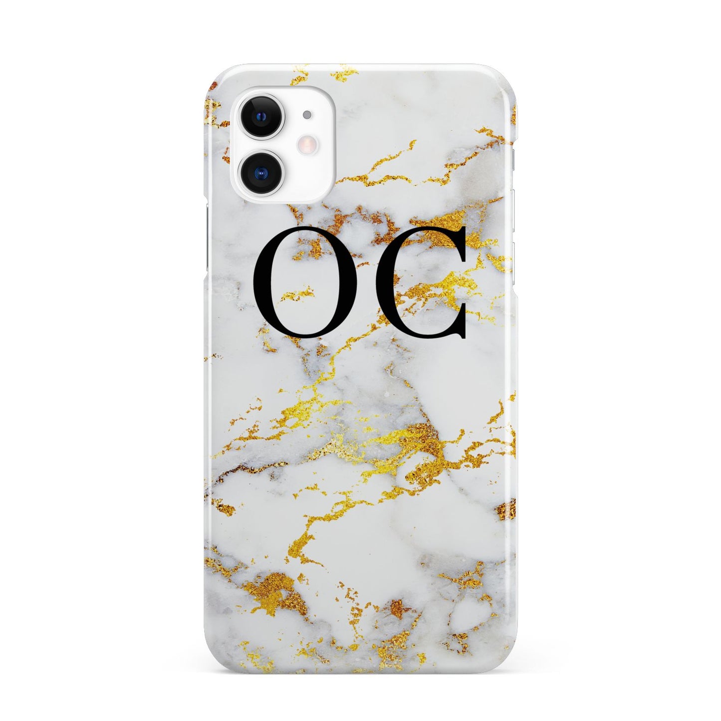 Personalised Gold Marble Initials Monogram iPhone 11 3D Snap Case