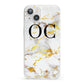 Personalised Gold Marble Initials Monogram iPhone 13 Clear Bumper Case