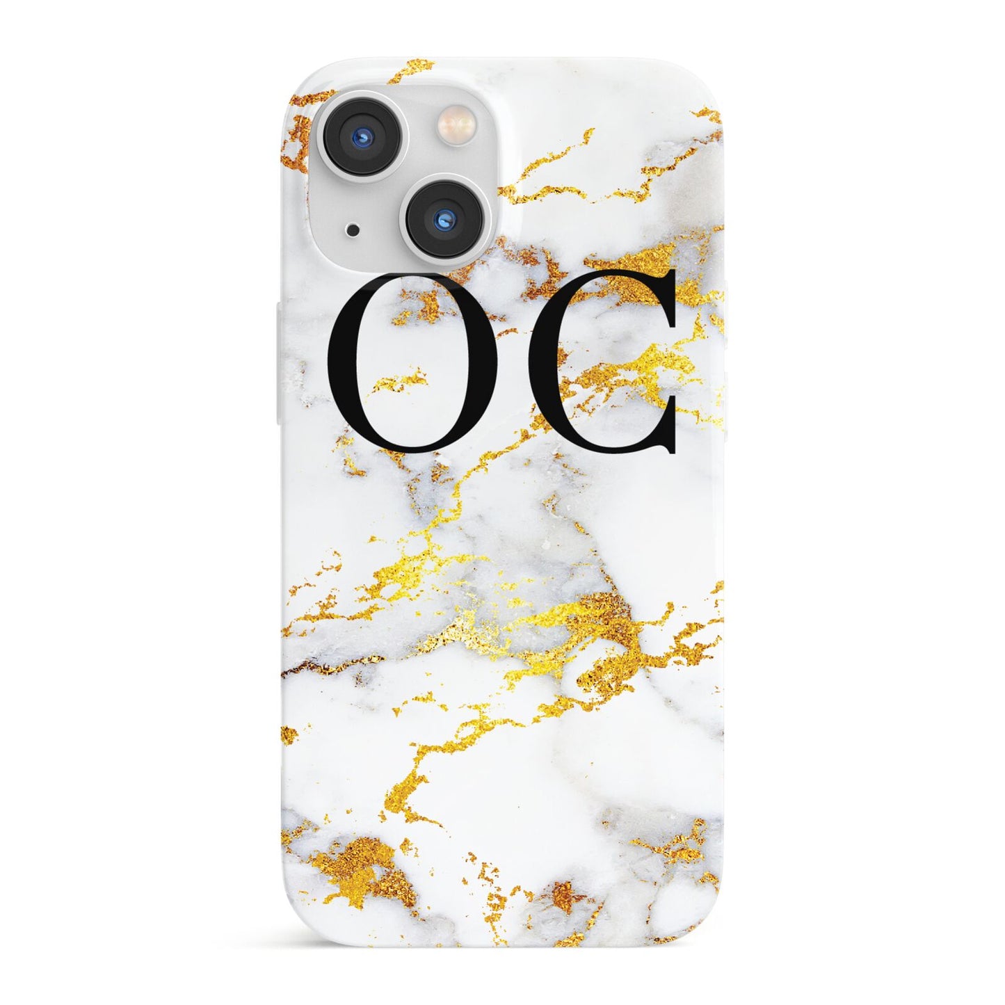 Personalised Gold Marble Initials Monogram iPhone 13 Mini Full Wrap 3D Snap Case