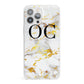 Personalised Gold Marble Initials Monogram iPhone 13 Pro Max Clear Bumper Case