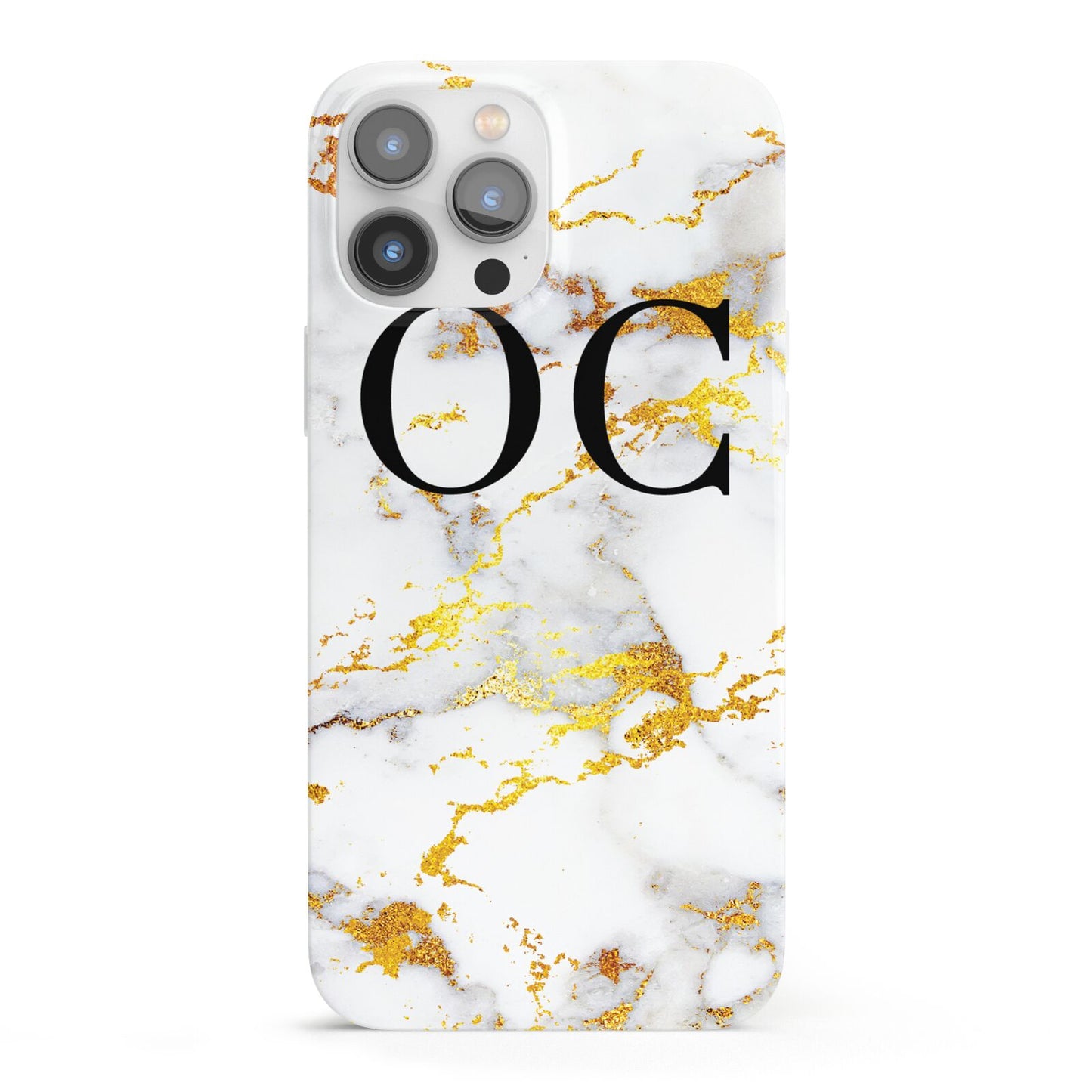 Personalised Gold Marble Initials Monogram iPhone 13 Pro Max Full Wrap 3D Snap Case