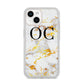Personalised Gold Marble Initials Monogram iPhone 14 Clear Tough Case Starlight