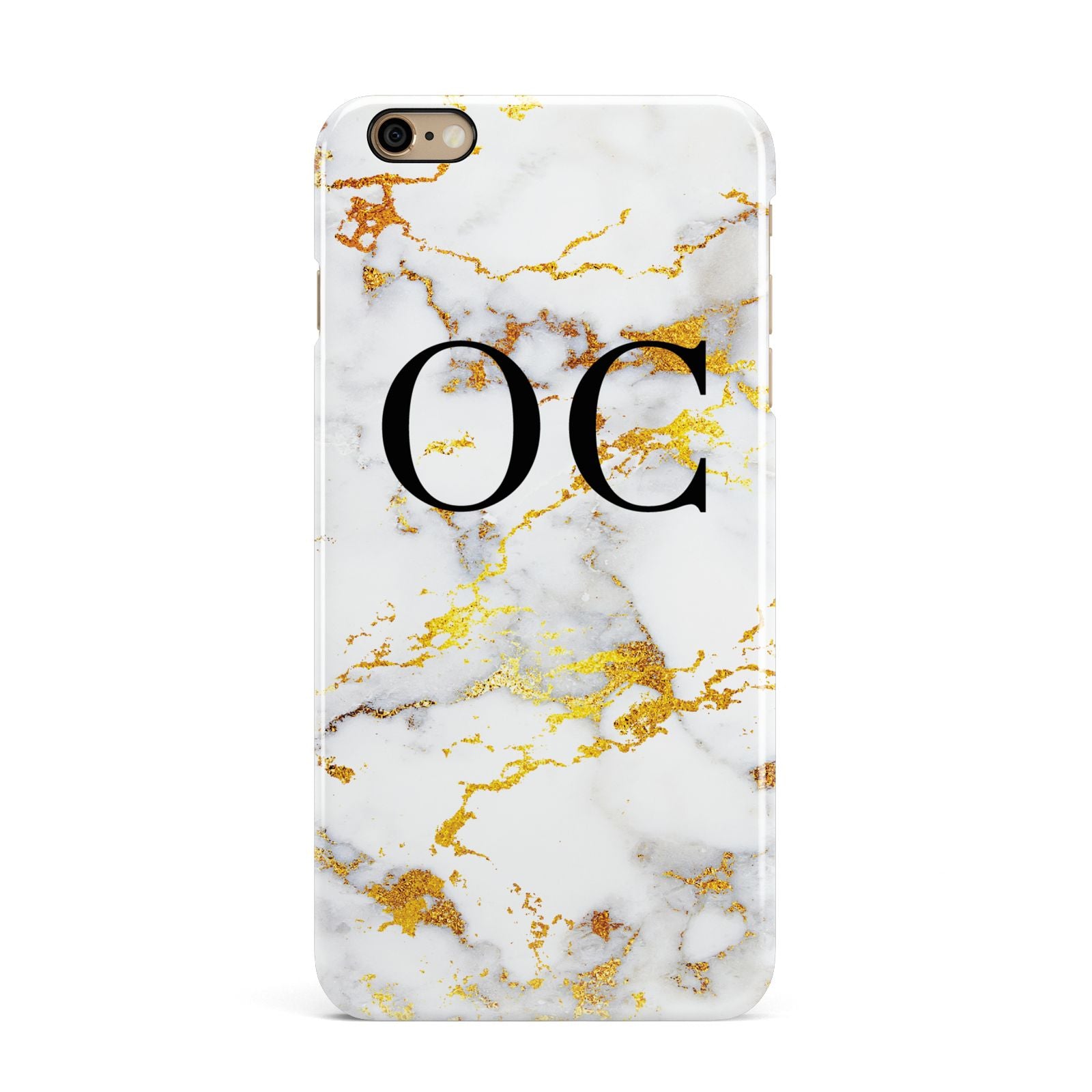 Personalised Gold Marble Initials Monogram iPhone 6 Plus 3D Snap Case on Gold Phone