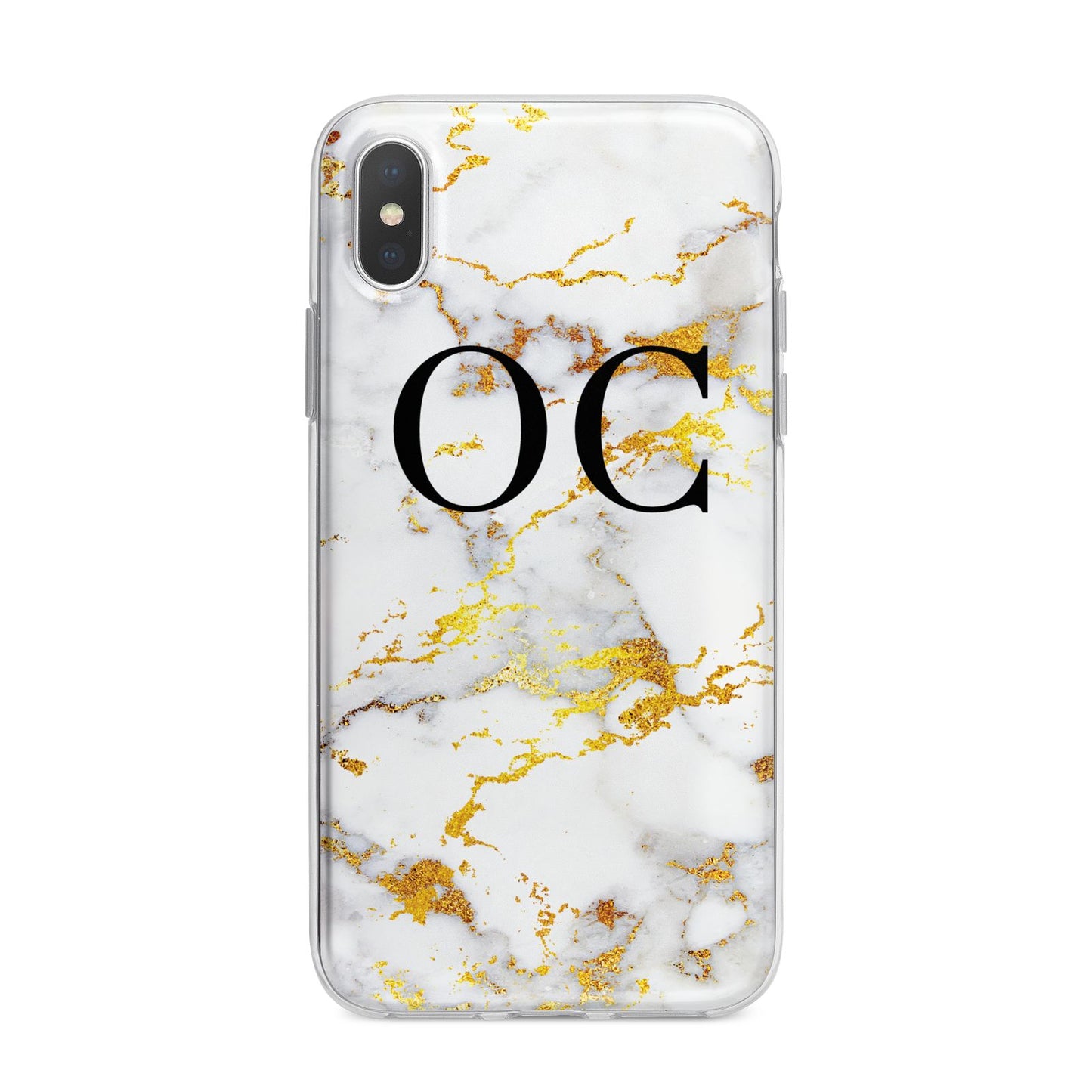 Personalised Gold Marble Initials Monogram iPhone X Bumper Case on Silver iPhone Alternative Image 1