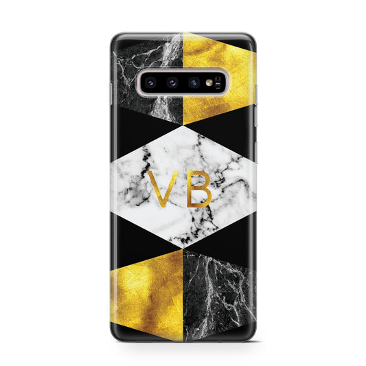 Personalised Gold Marble Initials Protective Samsung Galaxy Case
