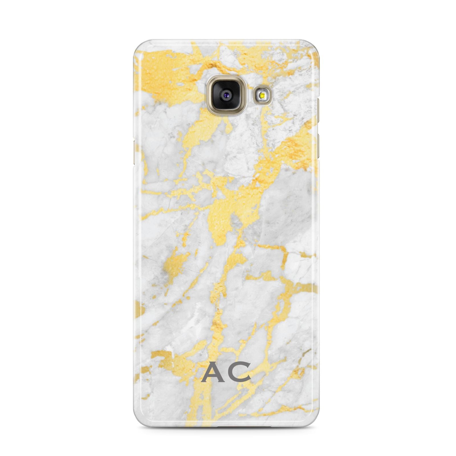 Personalised Gold Marble Initials Samsung Galaxy A3 2016 Case on gold phone