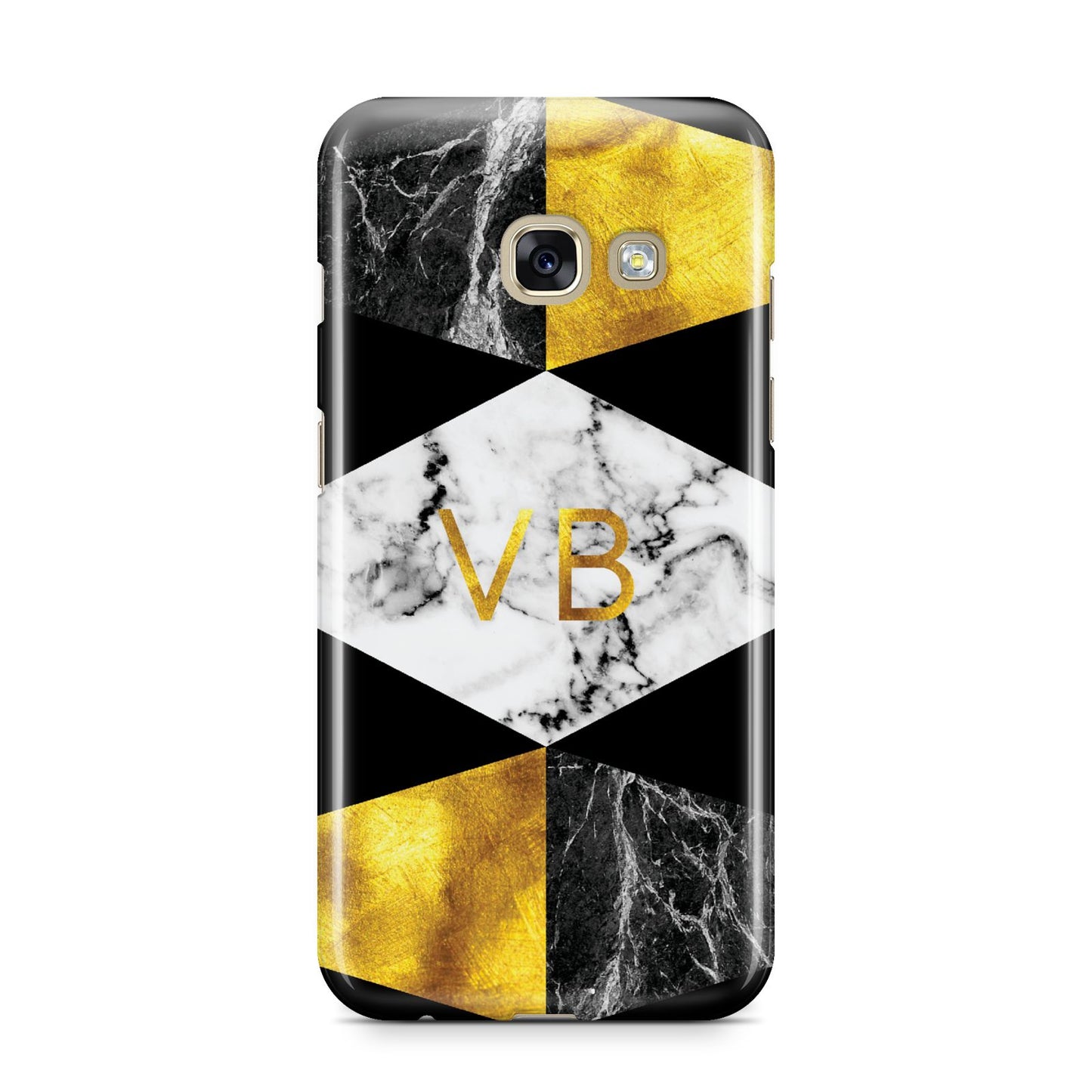 Personalised Gold Marble Initials Samsung Galaxy A3 2017 Case on gold phone