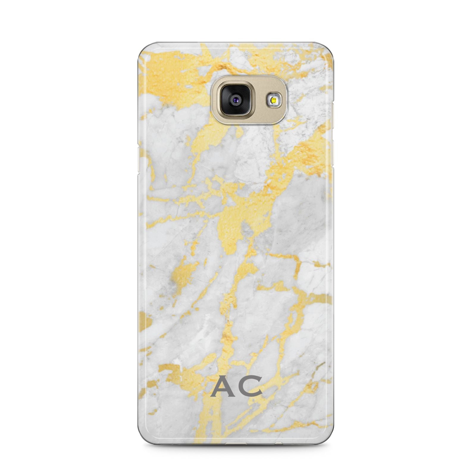 Personalised Gold Marble Initials Samsung Galaxy A5 2016 Case on gold phone