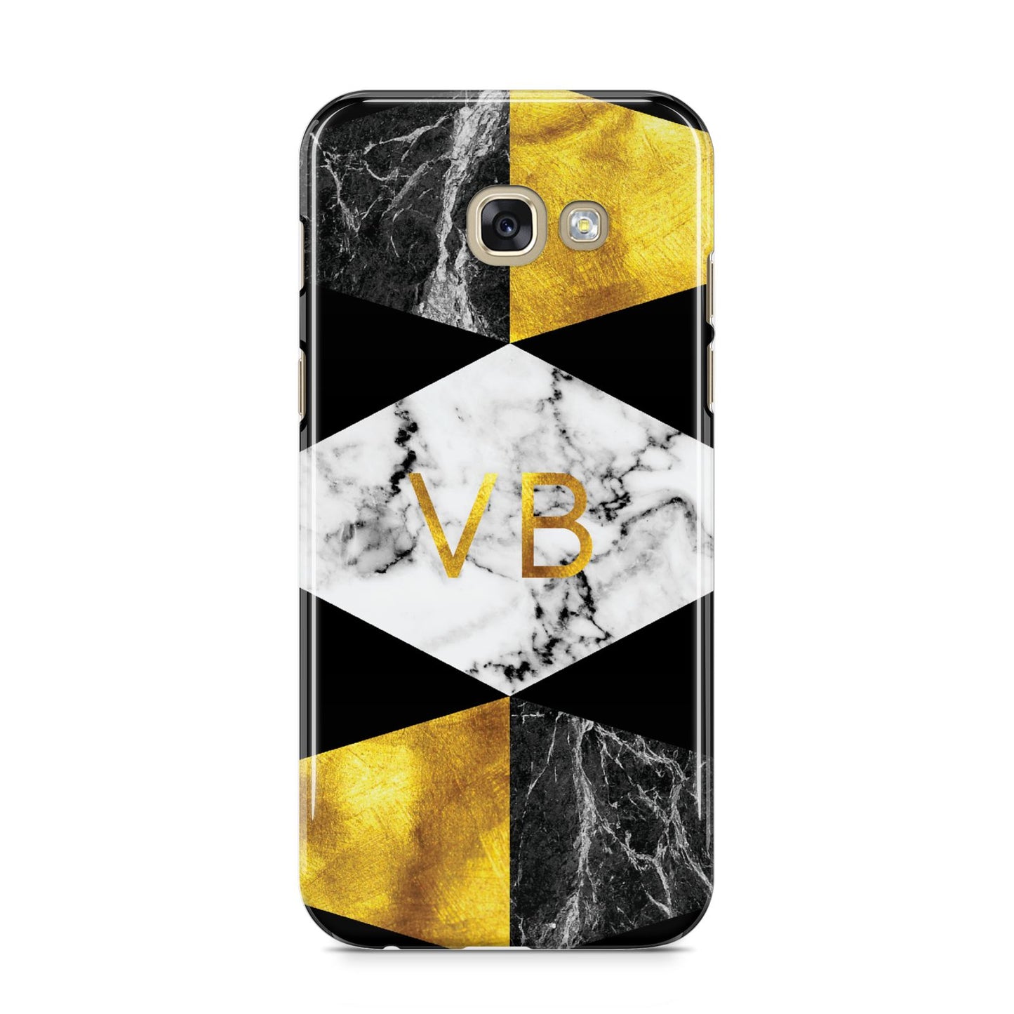 Personalised Gold Marble Initials Samsung Galaxy A5 2017 Case on gold phone