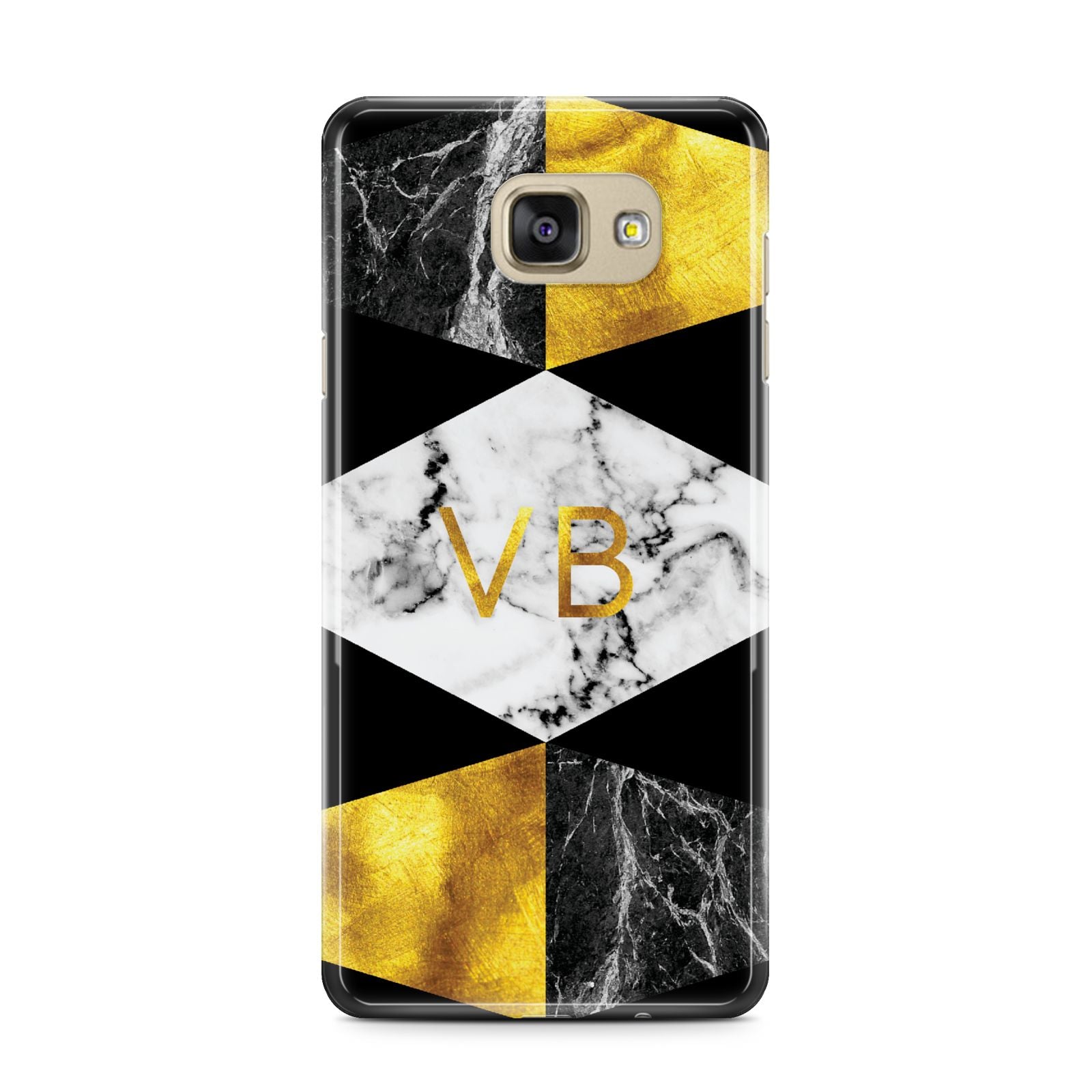 Personalised Gold Marble Initials Samsung Galaxy A7 2016 Case on gold phone