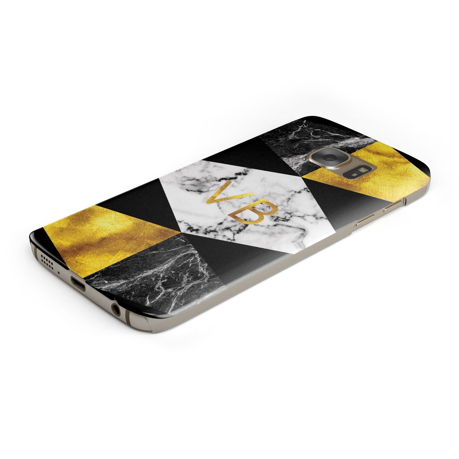 Personalised Gold Marble Initials Samsung Galaxy Case Bottom Cutout