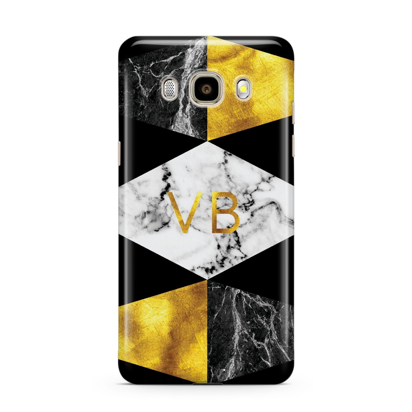 Personalised Gold Marble Initials Samsung Galaxy J7 2016 Case on gold phone