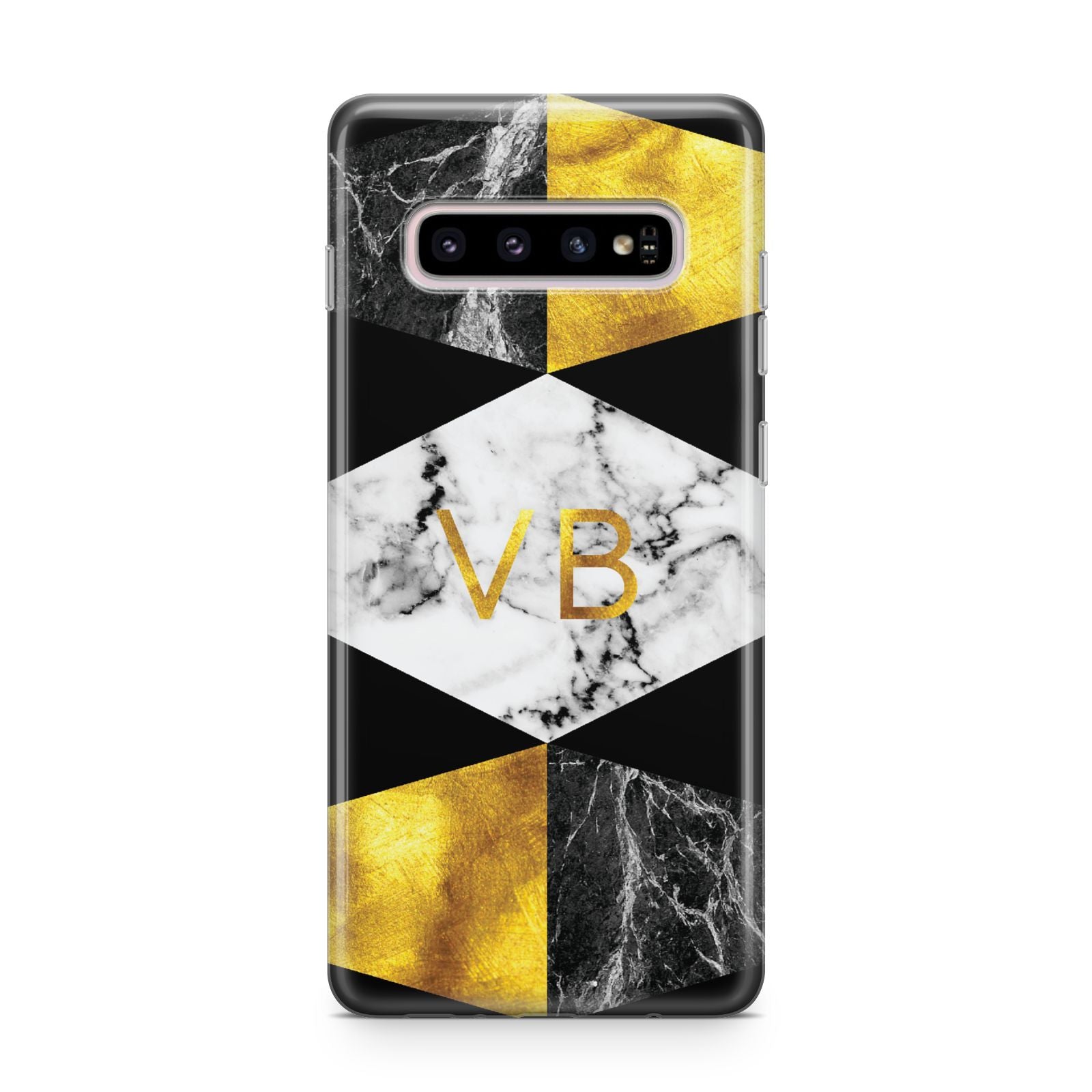 Personalised Gold Marble Initials Samsung Galaxy S10 Plus Case
