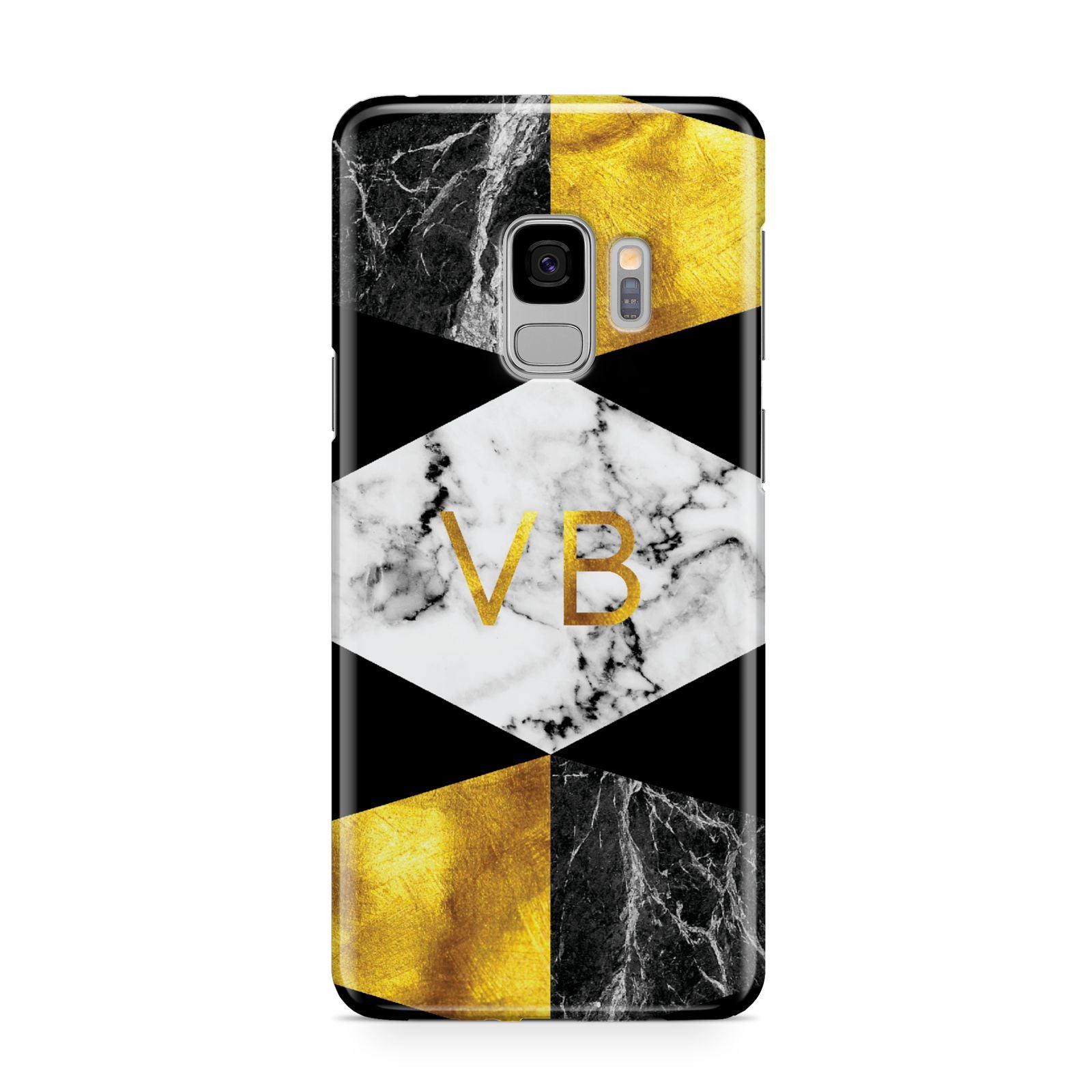Personalised Gold Marble Initials Samsung Galaxy S9 Case