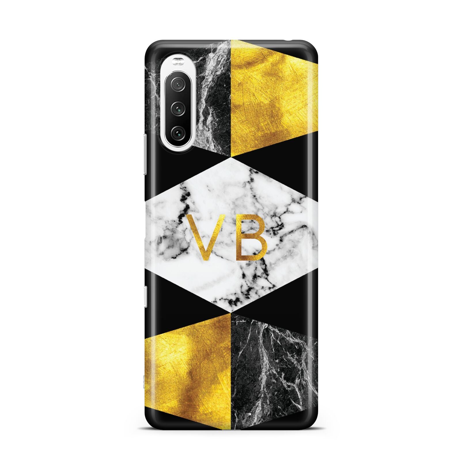Personalised Gold Marble Initials Sony Xperia 10 III Case