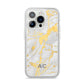 Personalised Gold Marble Initials iPhone 14 Pro Clear Tough Case Silver