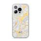 Personalised Gold Marble Initials iPhone 14 Pro Glitter Tough Case Silver