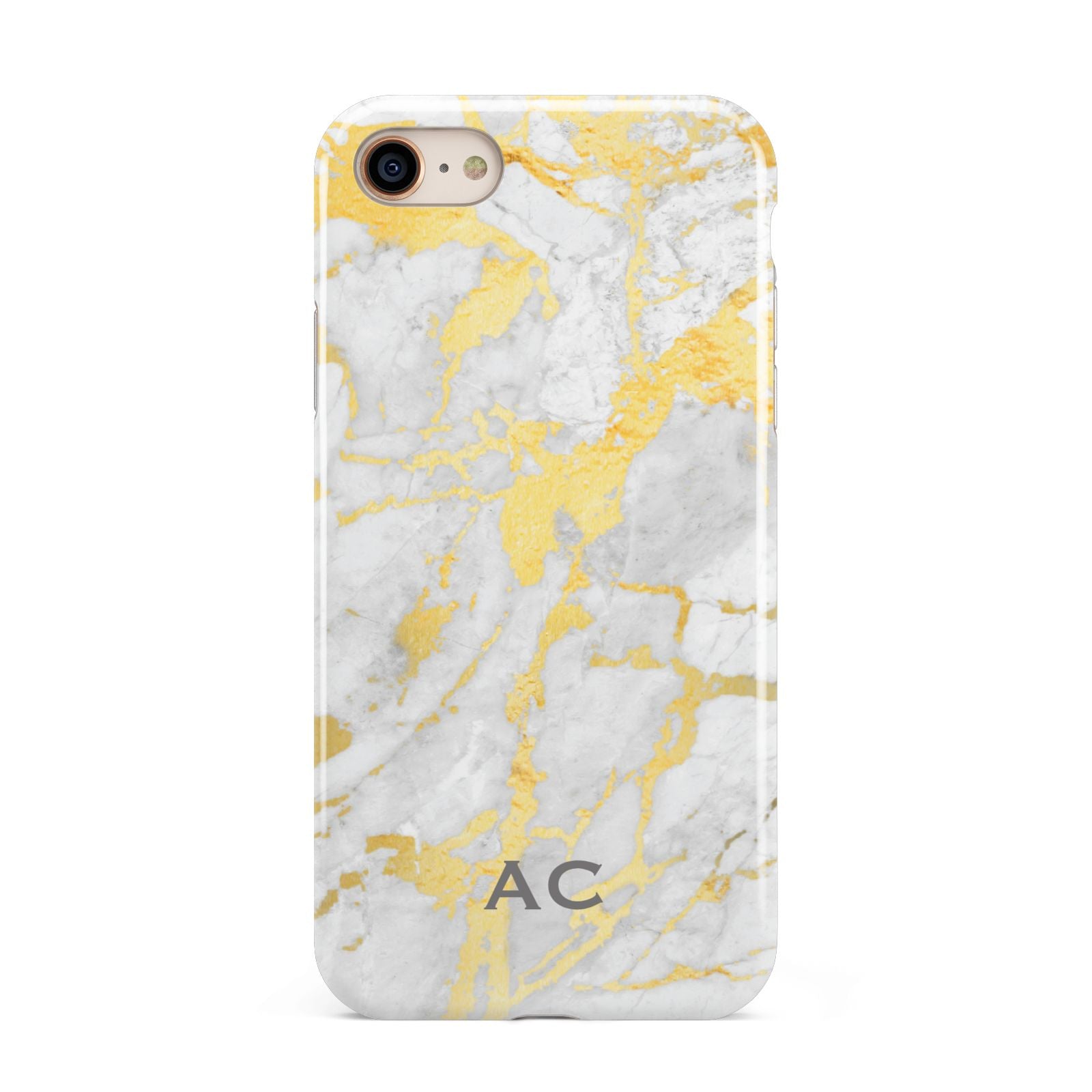 Personalised Gold Marble Initials iPhone 8 3D Tough Case on Gold Phone