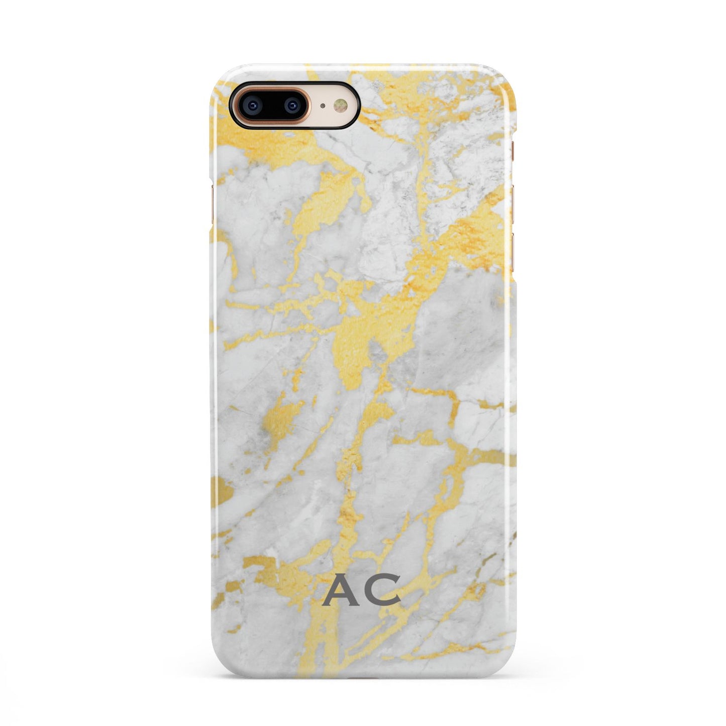 Personalised Gold Marble Initials iPhone 8 Plus 3D Snap Case on Gold Phone