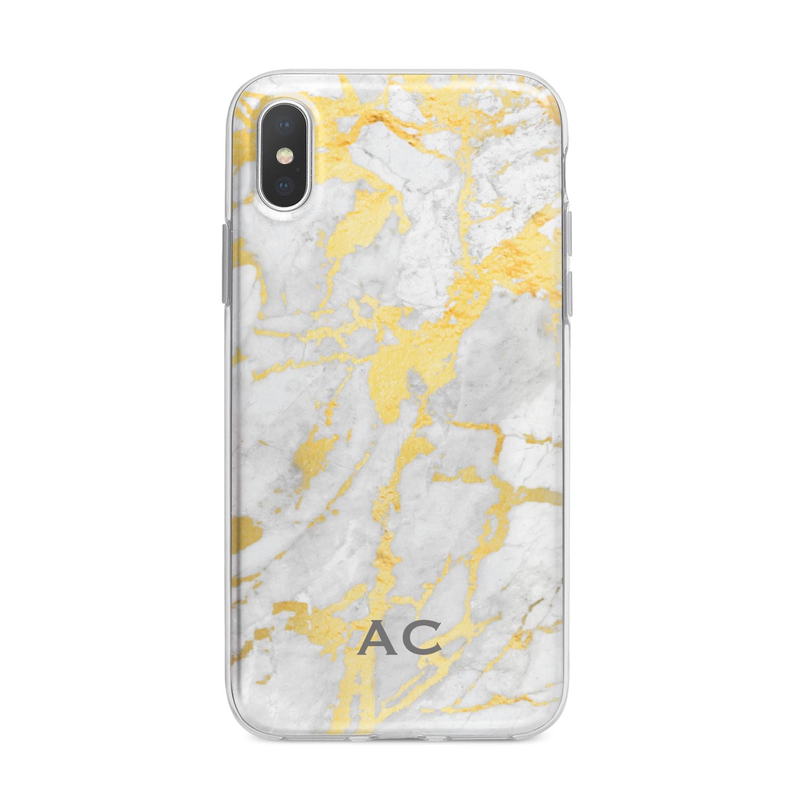 Personalised Gold Marble Initials iPhone X Bumper Case on Silver iPhone Alternative Image 1