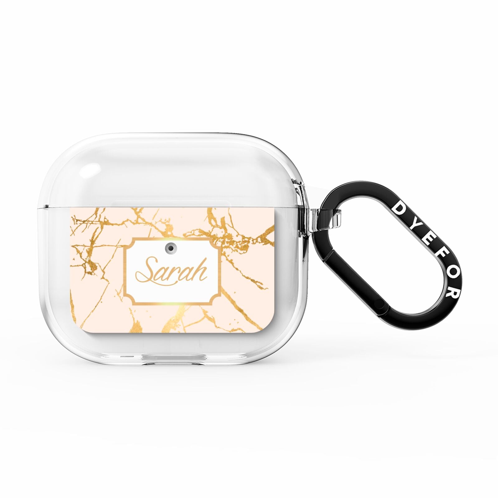 Personalised Gold Marble Pink Name AirPods Clear Case 3rd Gen