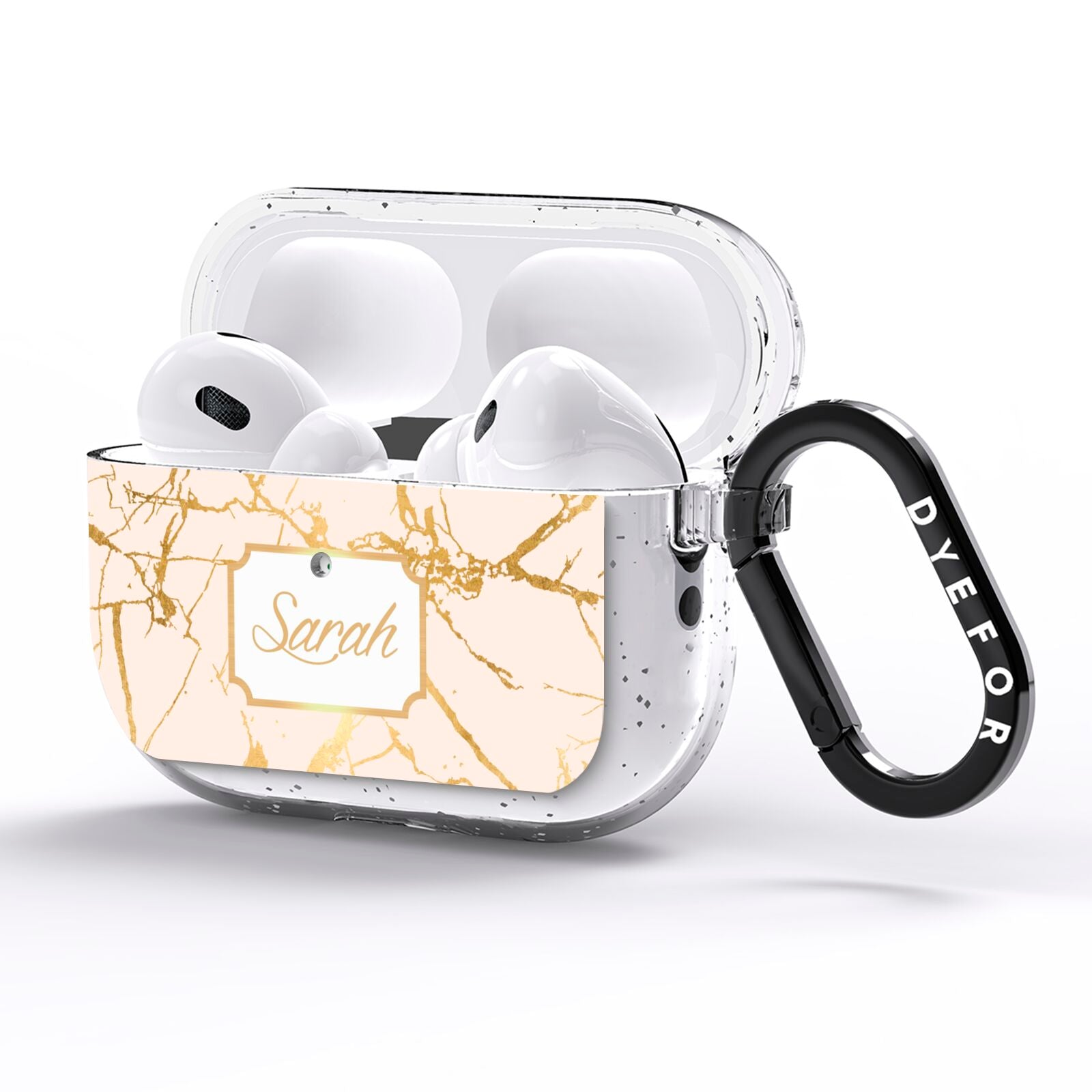 Personalised Gold Marble Pink Name AirPods Pro Glitter Case Side Image