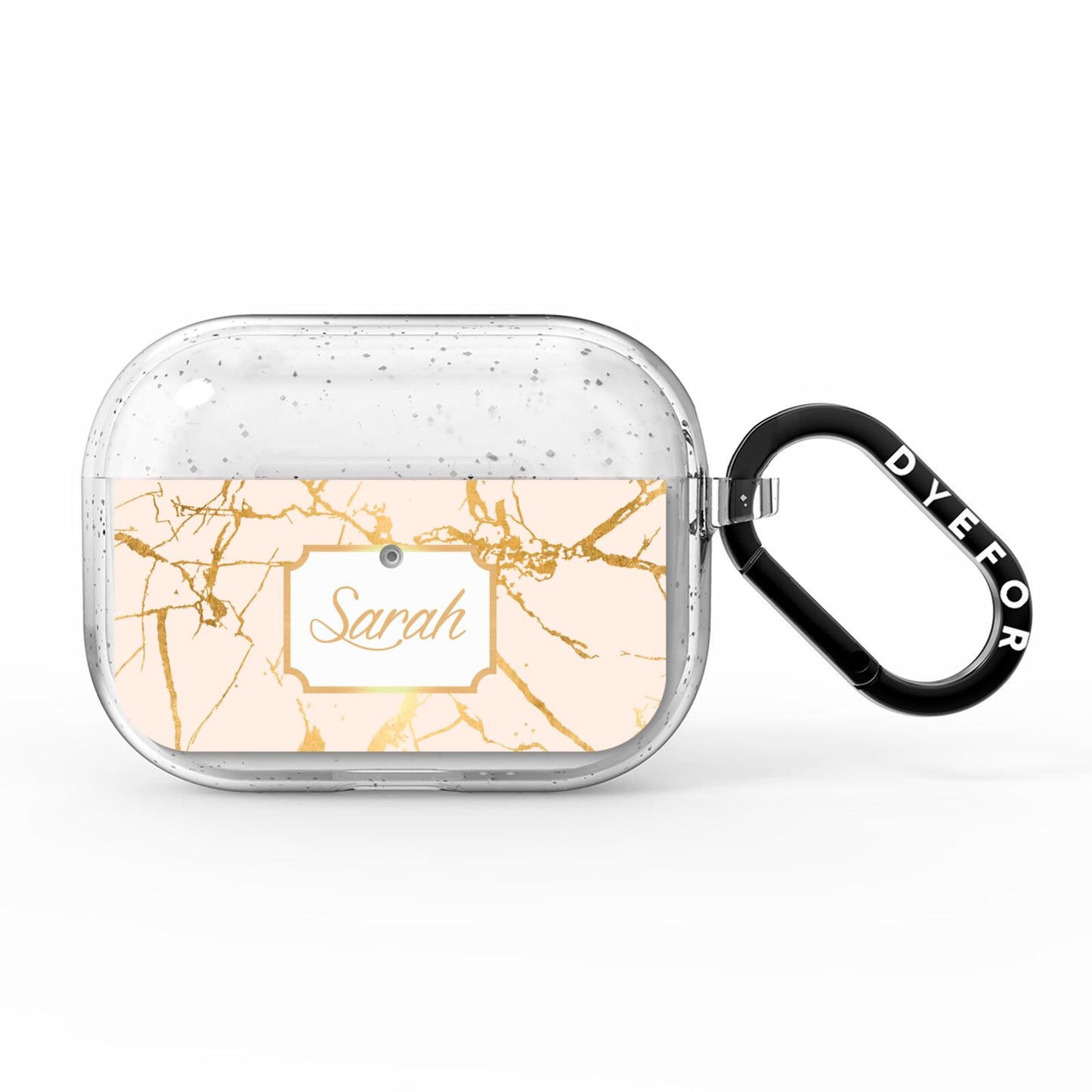 Personalised Gold Marble Pink Name AirPods Pro Glitter Case