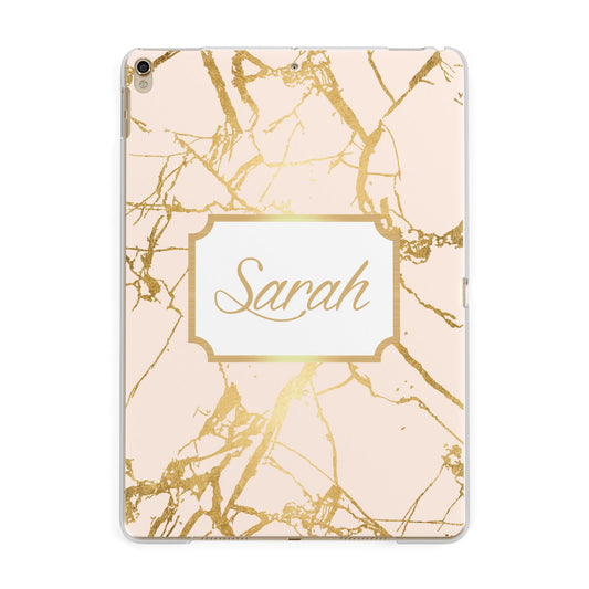 Personalised Gold Marble Pink Name Apple iPad Gold Case