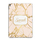 Personalised Gold Marble Pink Name Apple iPad Grey Case