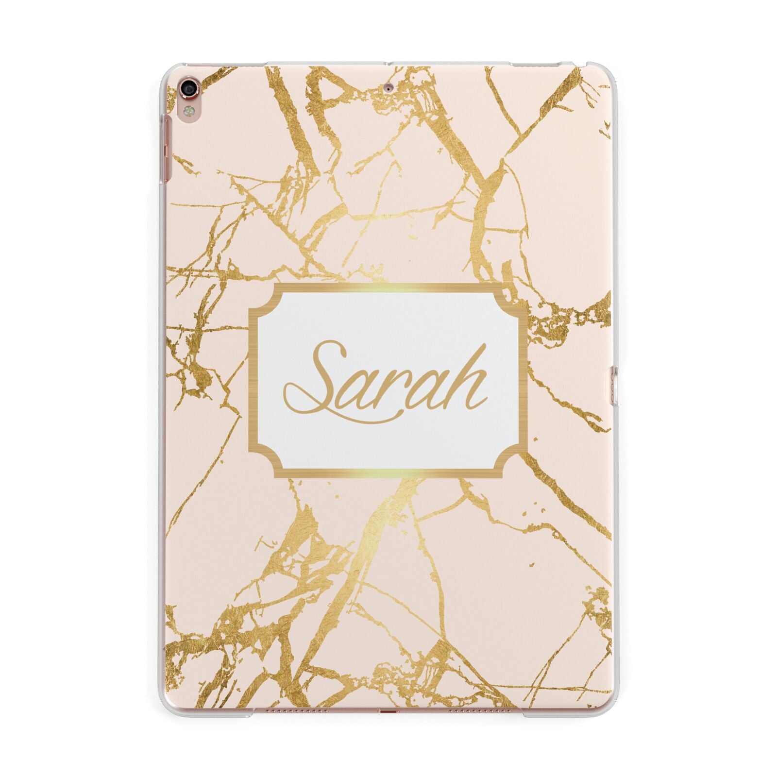 Personalised Gold Marble Pink Name Apple iPad Rose Gold Case