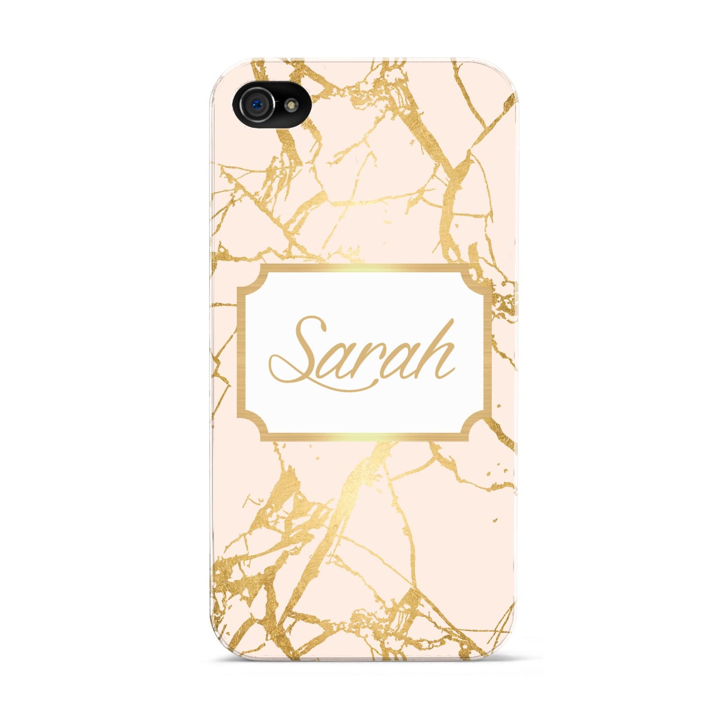 Personalised Gold Marble Pink Name Apple iPhone 4s Case