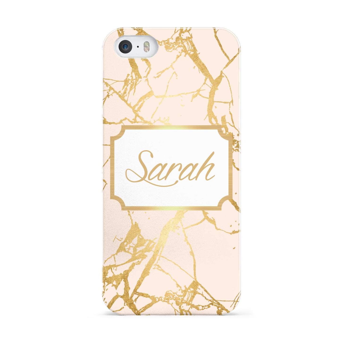 Personalised Gold Marble Pink Name Apple iPhone 5 Case