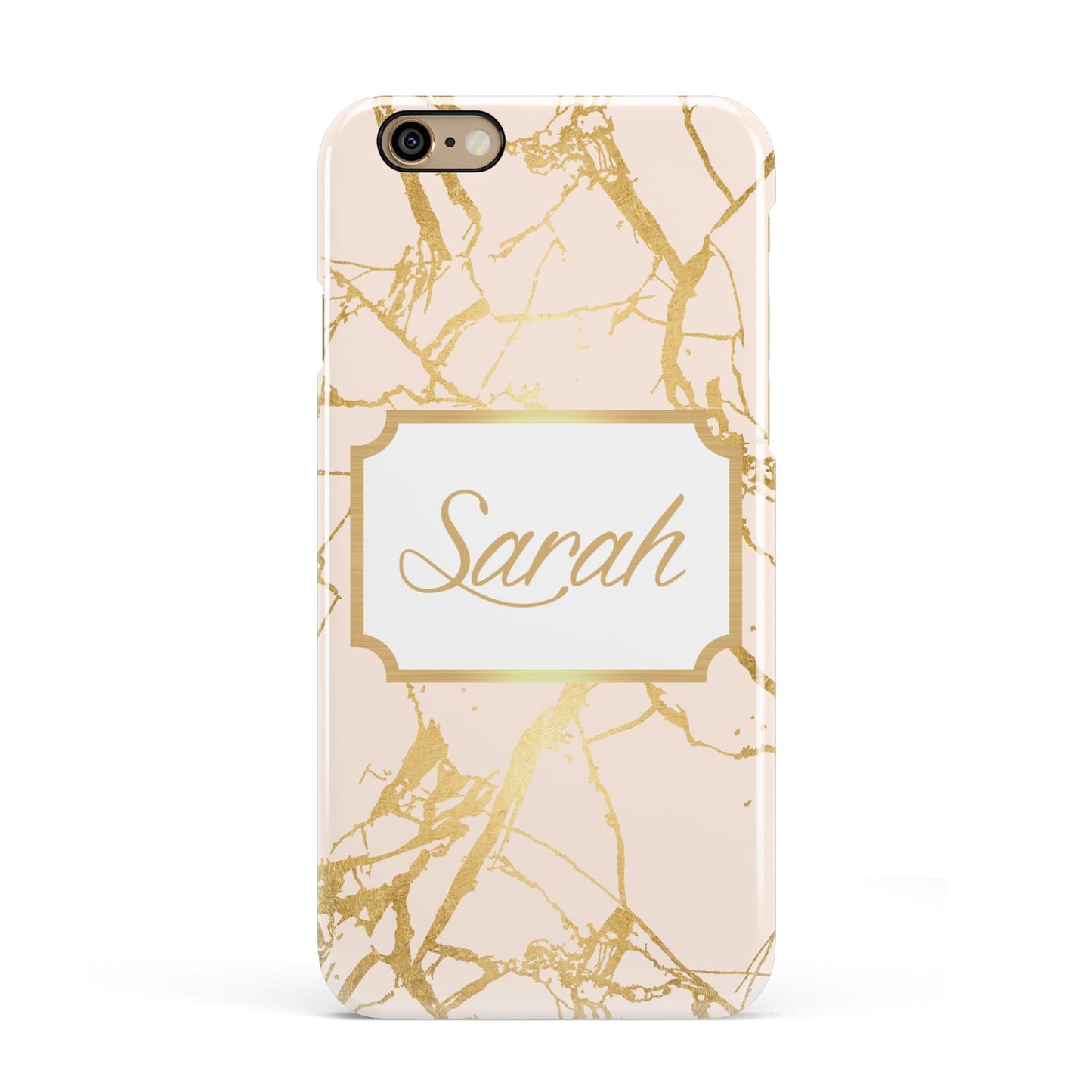 Personalised Gold Marble Pink Name Apple iPhone 6 3D Snap Case