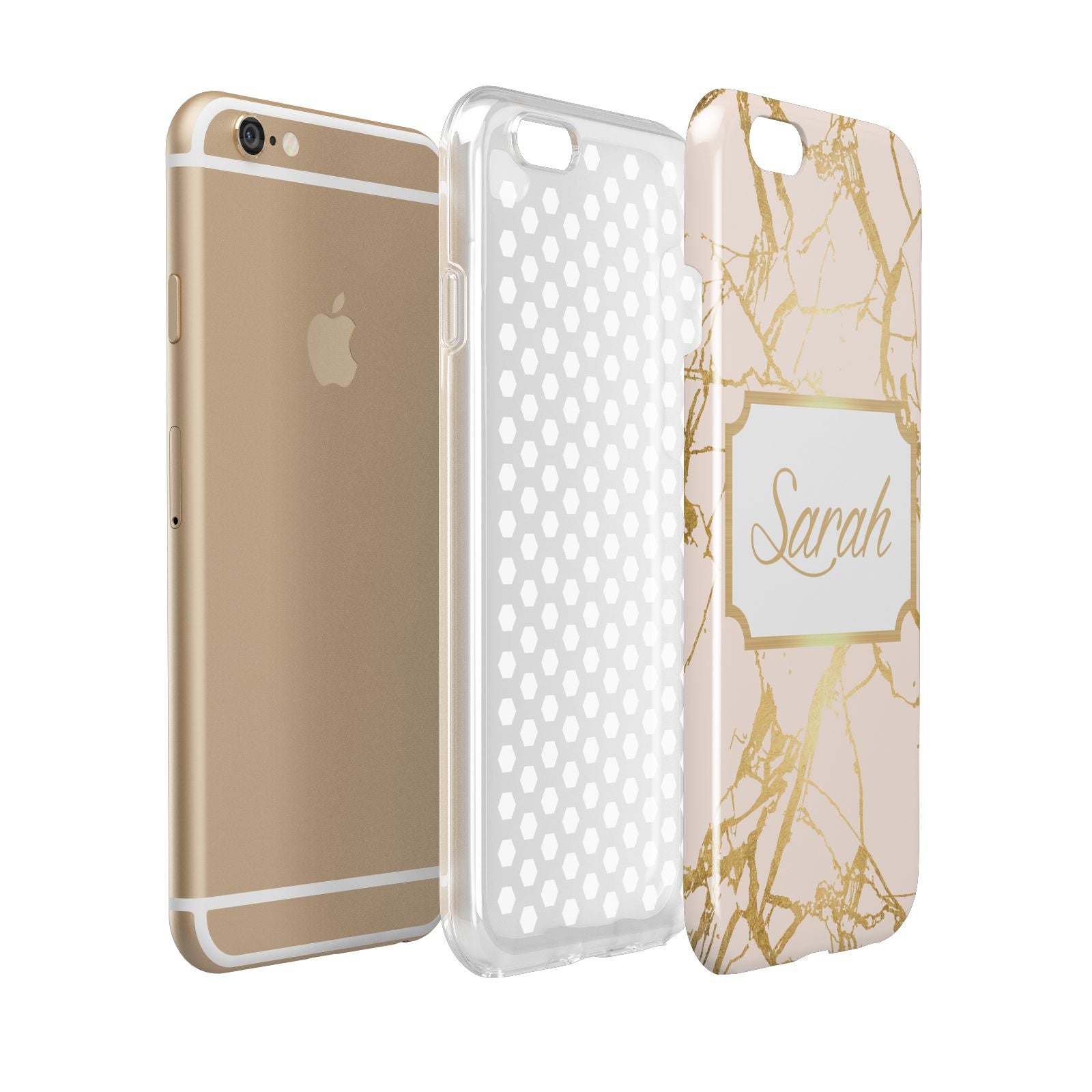 Personalised Gold Marble Pink Name Apple iPhone 6 3D Tough Case Expanded view