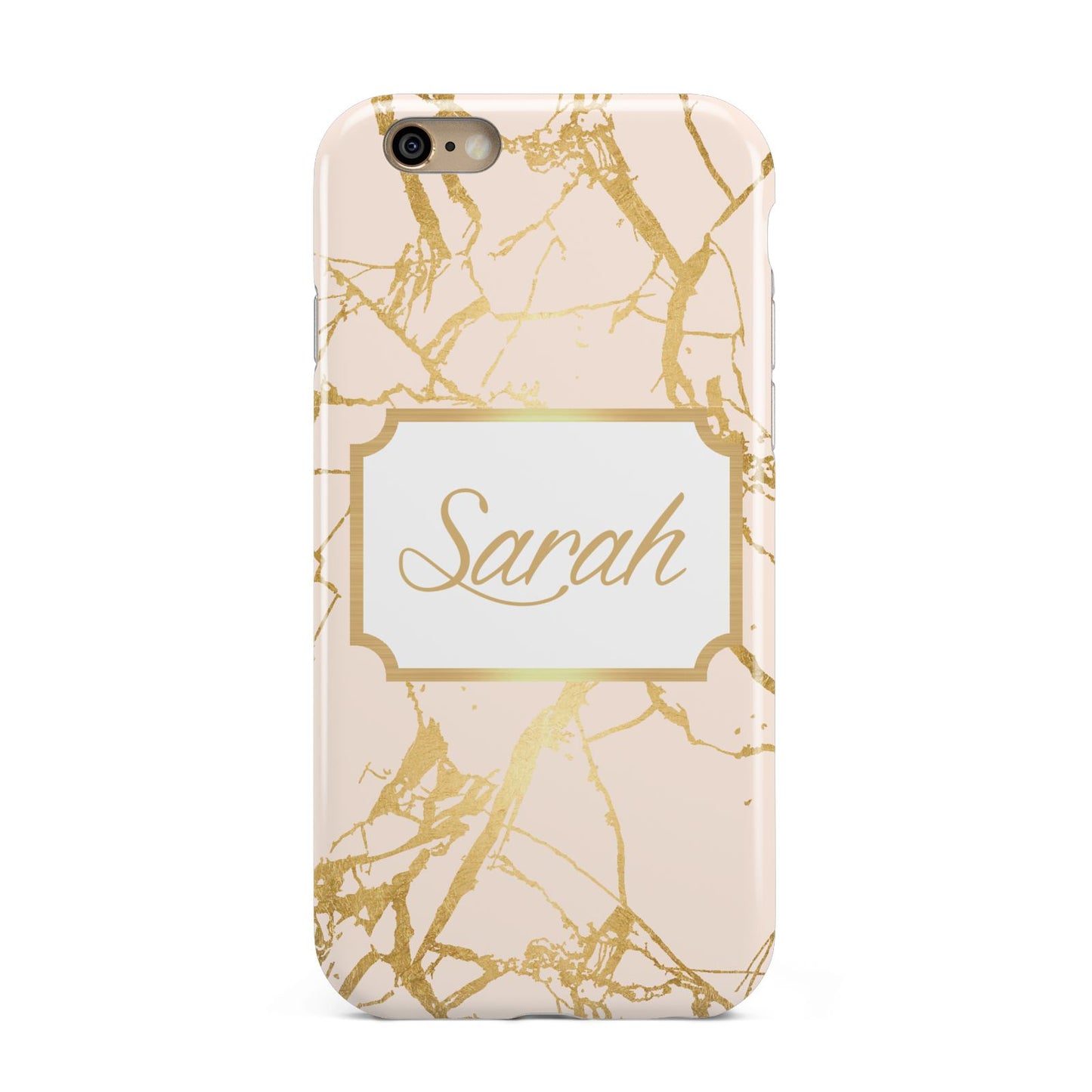 Personalised Gold Marble Pink Name Apple iPhone 6 3D Tough Case