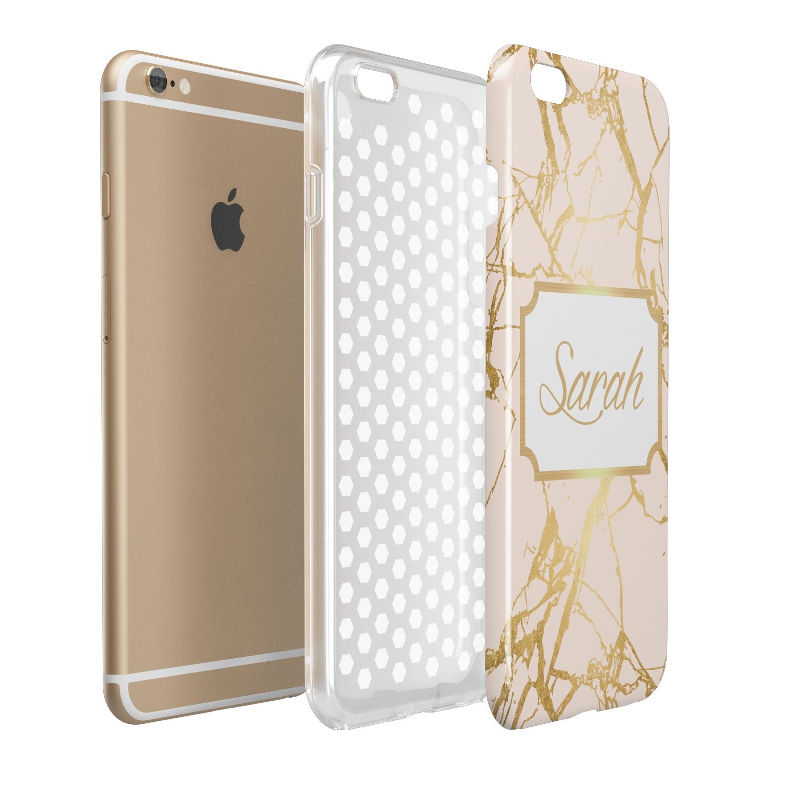 Personalised Gold Marble Pink Name Apple iPhone 6 Plus 3D Tough Case Expand Detail Image