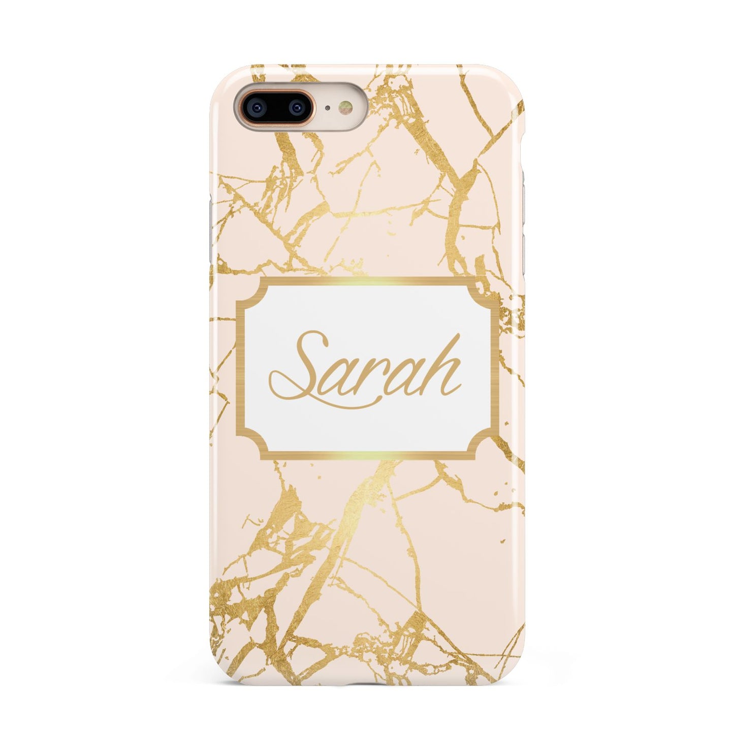 Personalised Gold Marble Pink Name Apple iPhone 7 8 Plus 3D Tough Case