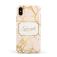 Personalised Gold Marble Pink Name Apple iPhone XS 3D Tough