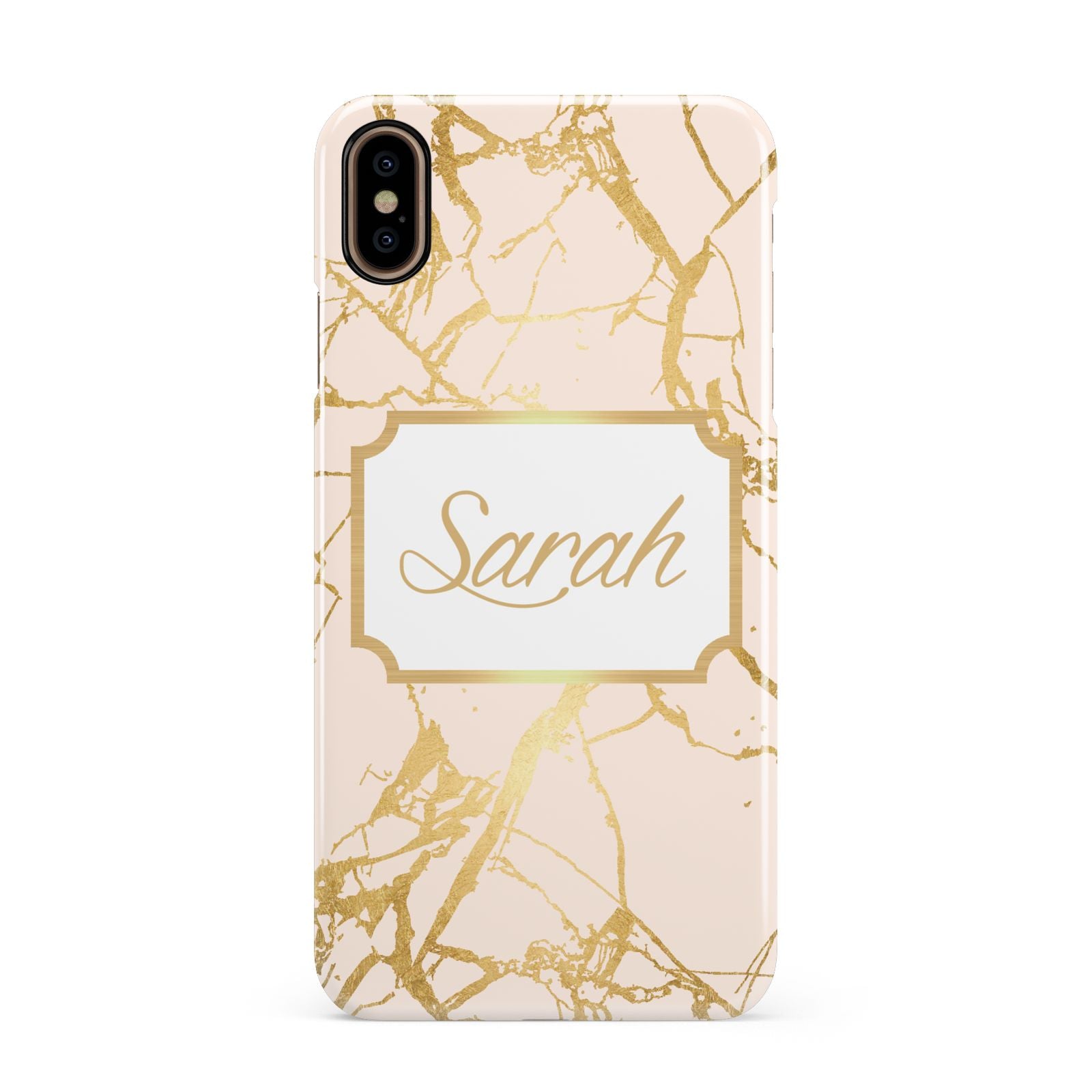 Personalised Gold Marble Pink Name Apple iPhone Xs Max 3D Snap Case