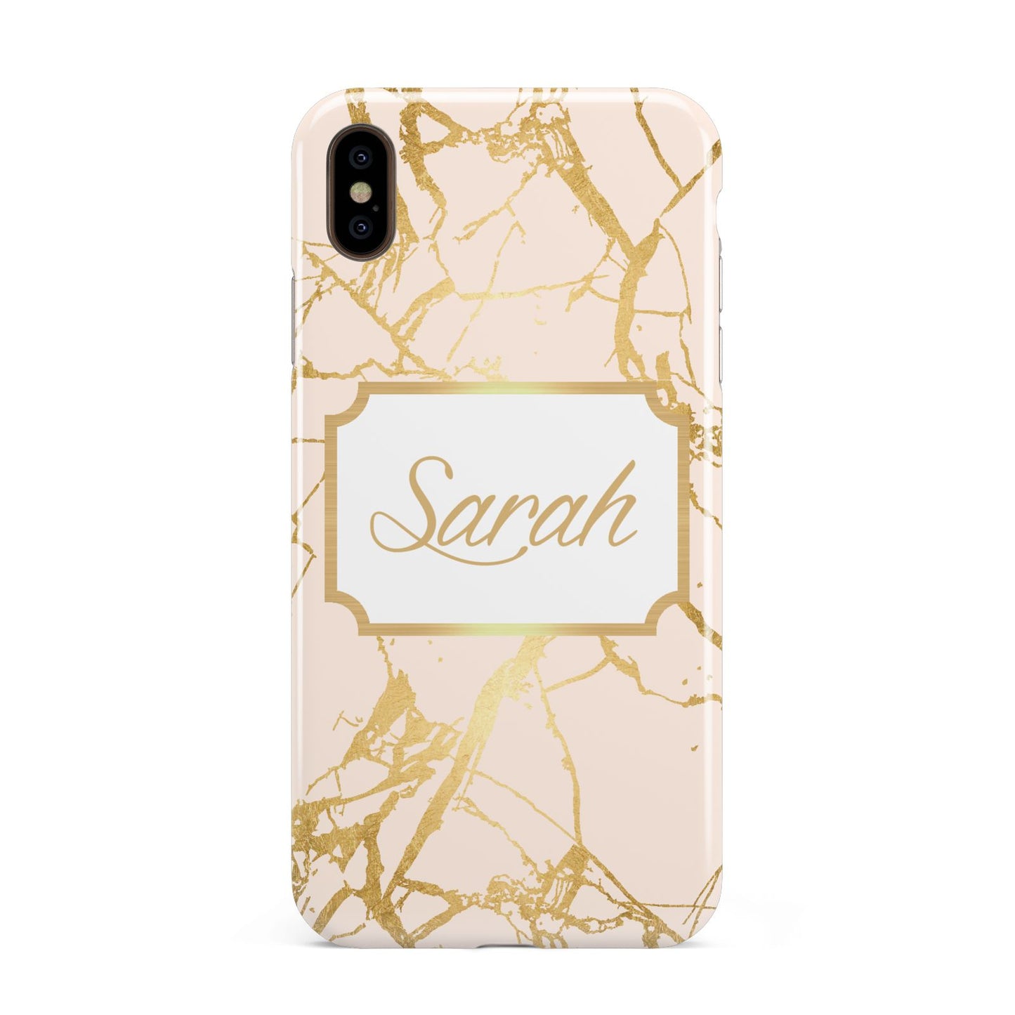 Personalised Gold Marble Pink Name Apple iPhone Xs Max 3D Tough Case