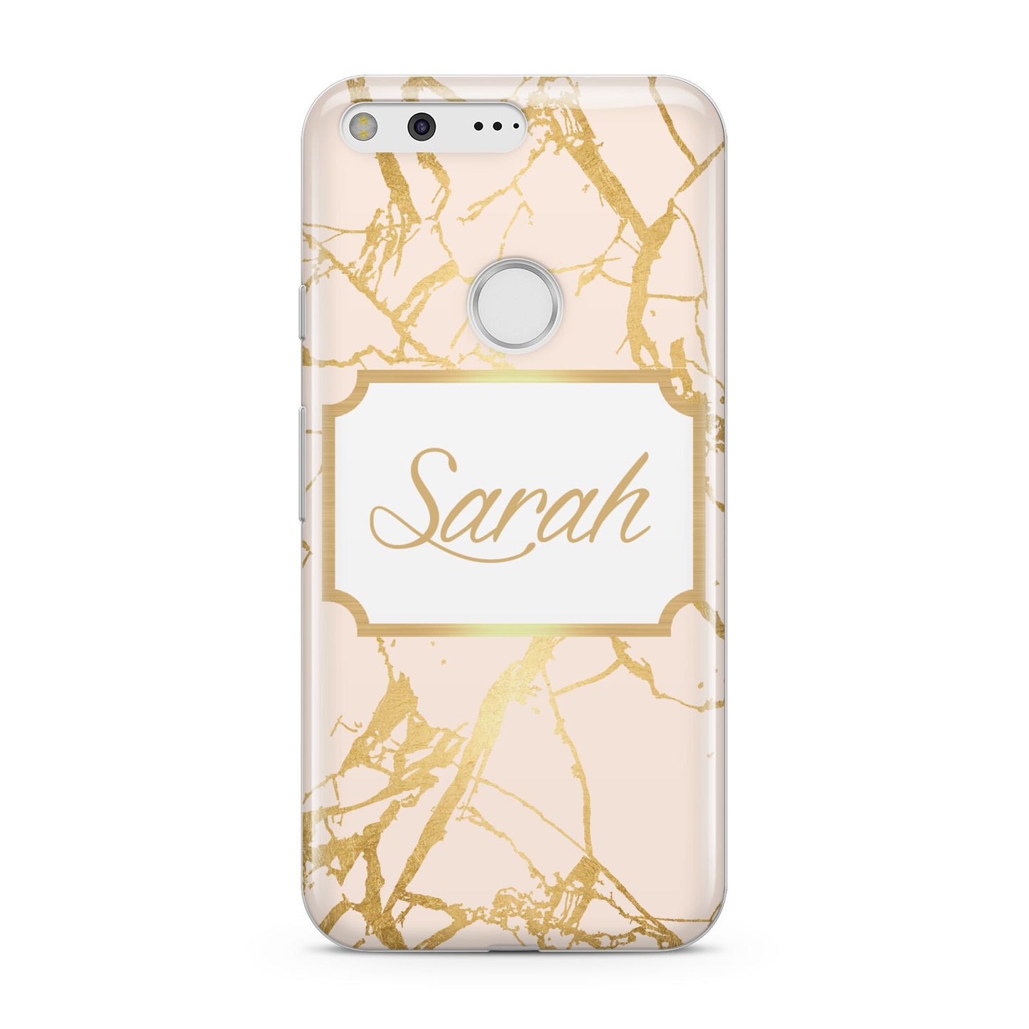 Personalised Gold Marble Pink Name Google Pixel Case