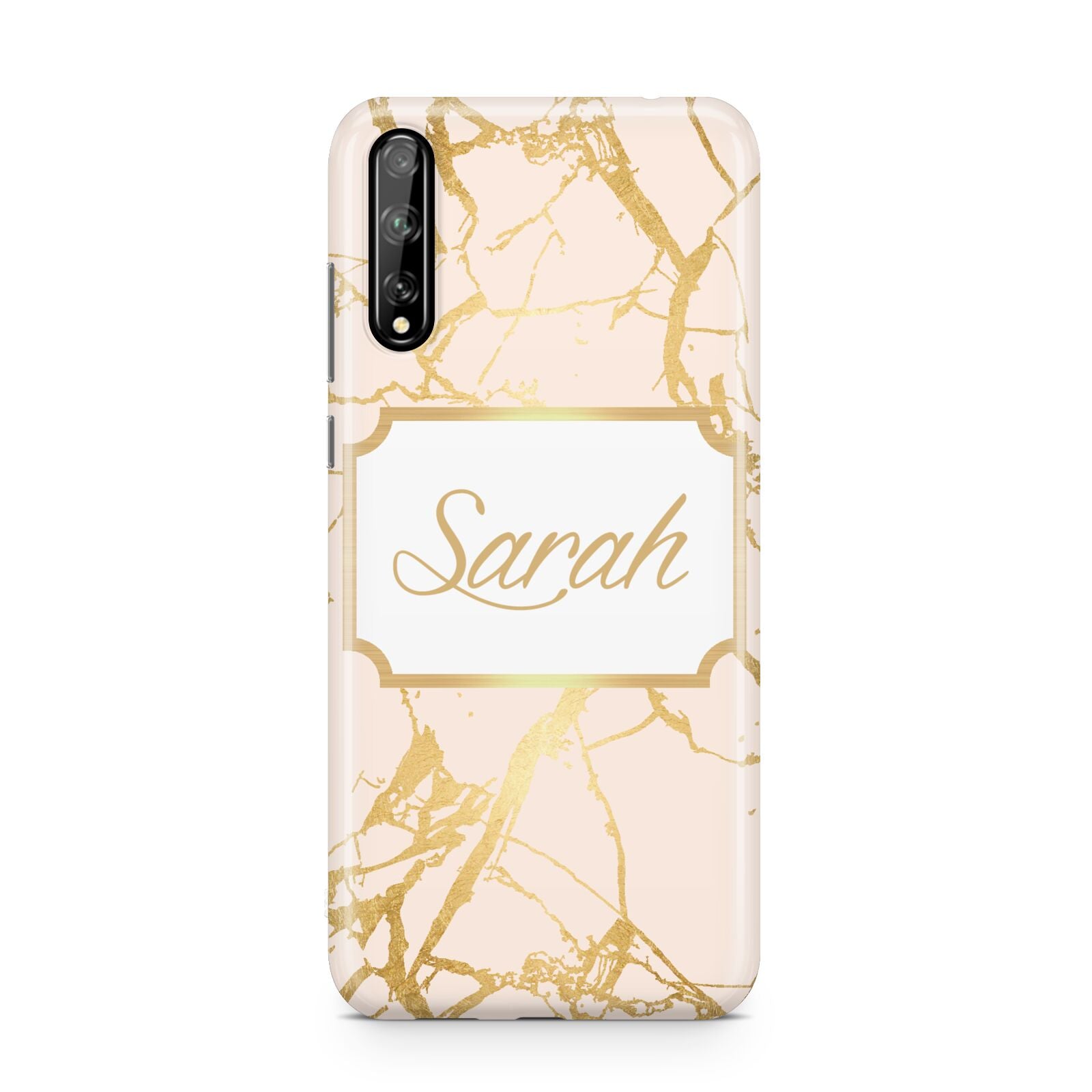 Personalised Gold Marble Pink Name Huawei Enjoy 10s Phone Case