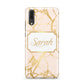 Personalised Gold Marble Pink Name Huawei P20 Phone Case