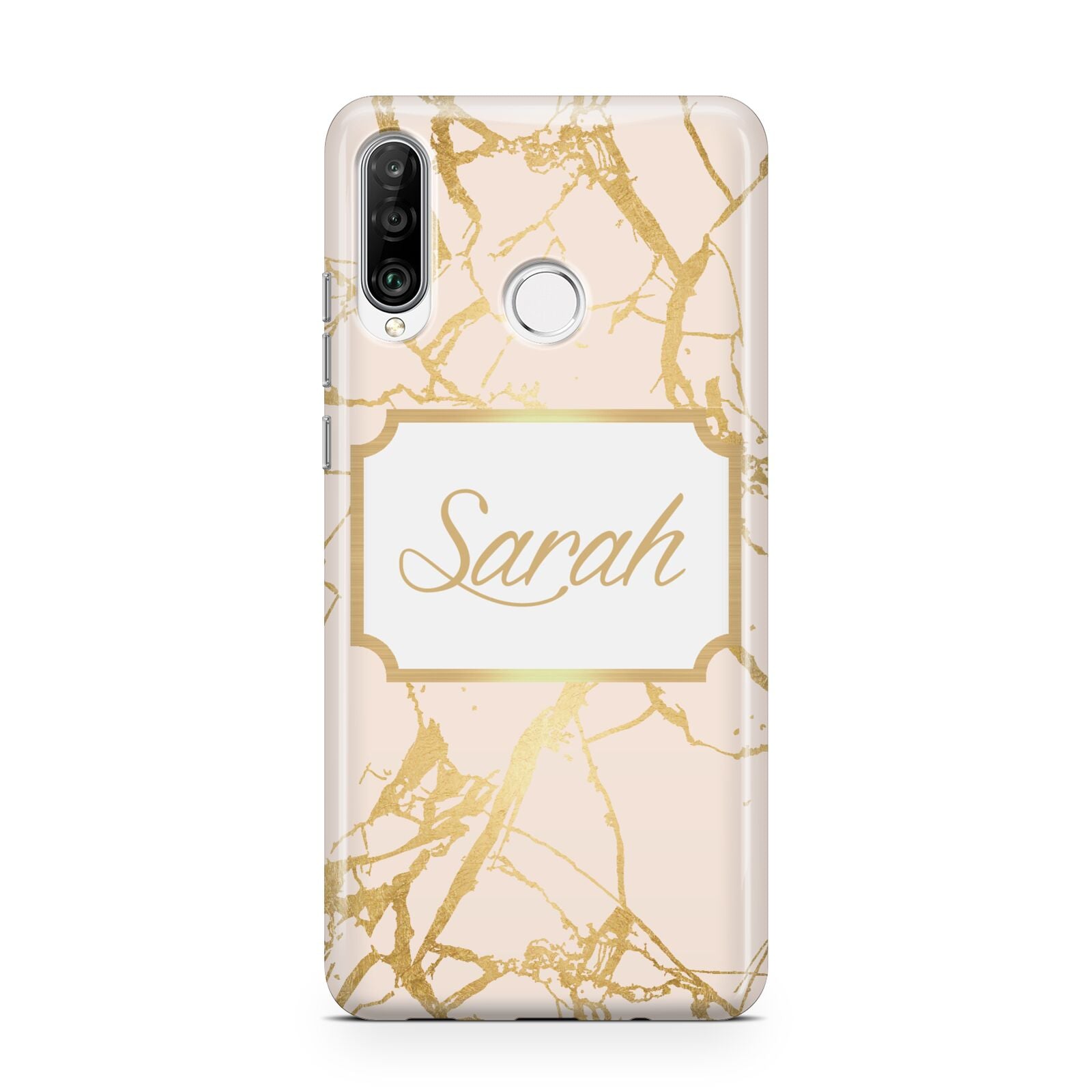 Personalised Gold Marble Pink Name Huawei P30 Lite Phone Case