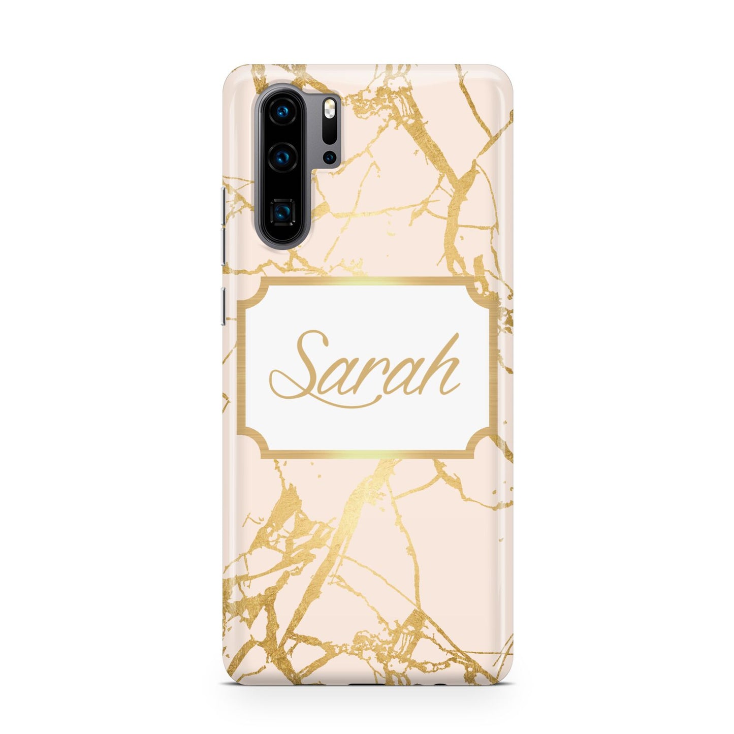 Personalised Gold Marble Pink Name Huawei P30 Pro Phone Case
