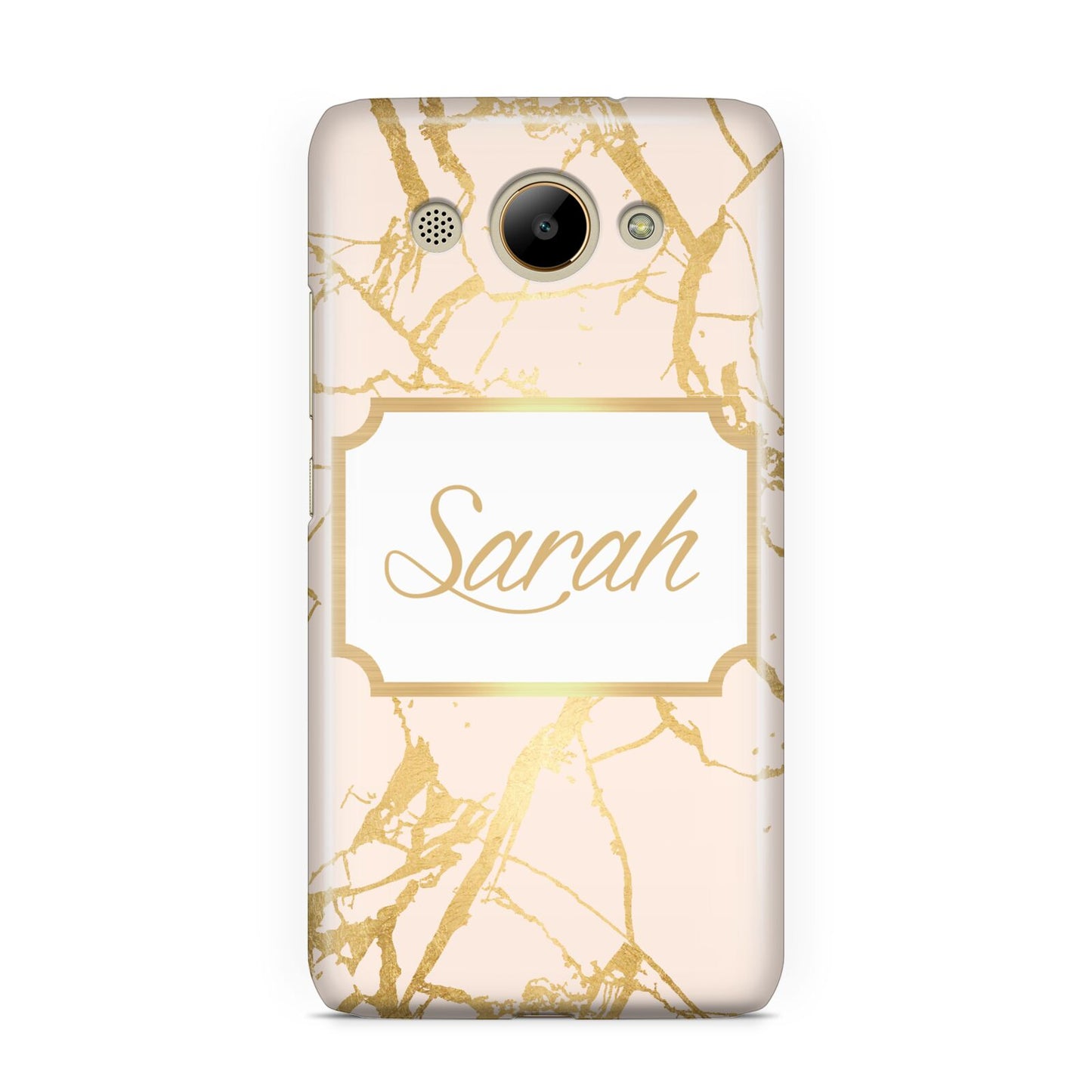 Personalised Gold Marble Pink Name Huawei Y3 2017