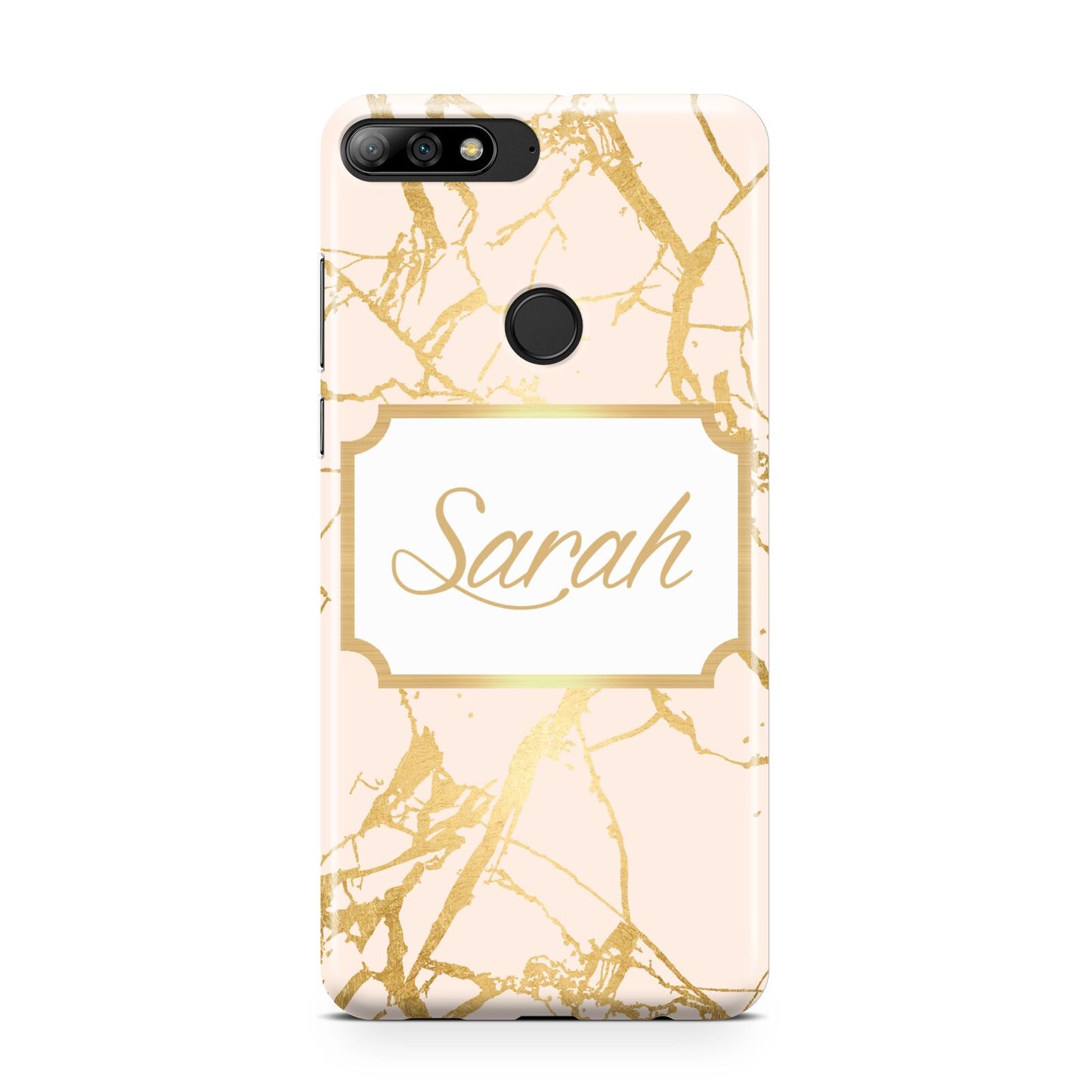 Personalised Gold Marble Pink Name Huawei Y7 2018