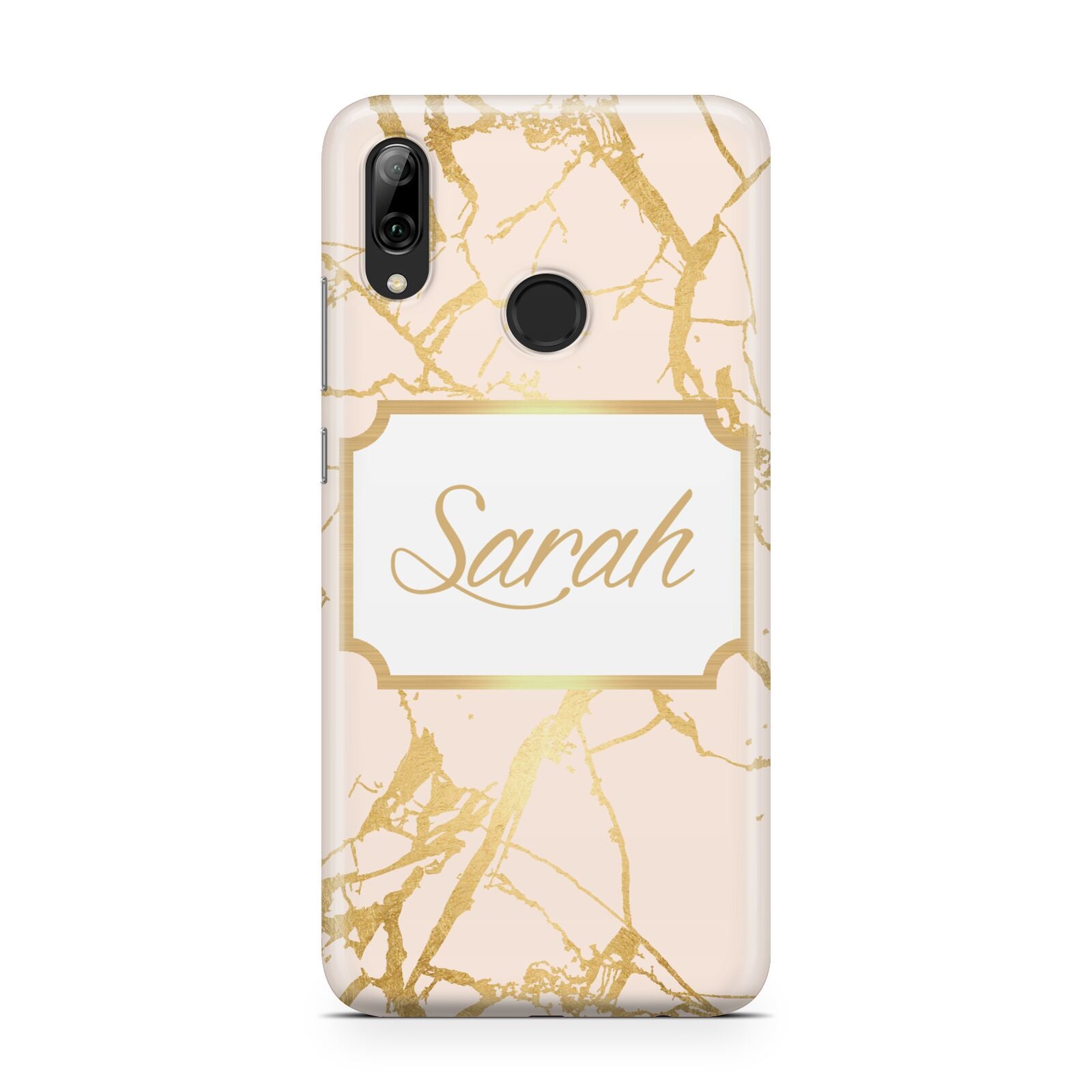 Personalised Gold Marble Pink Name Huawei Y7 2019