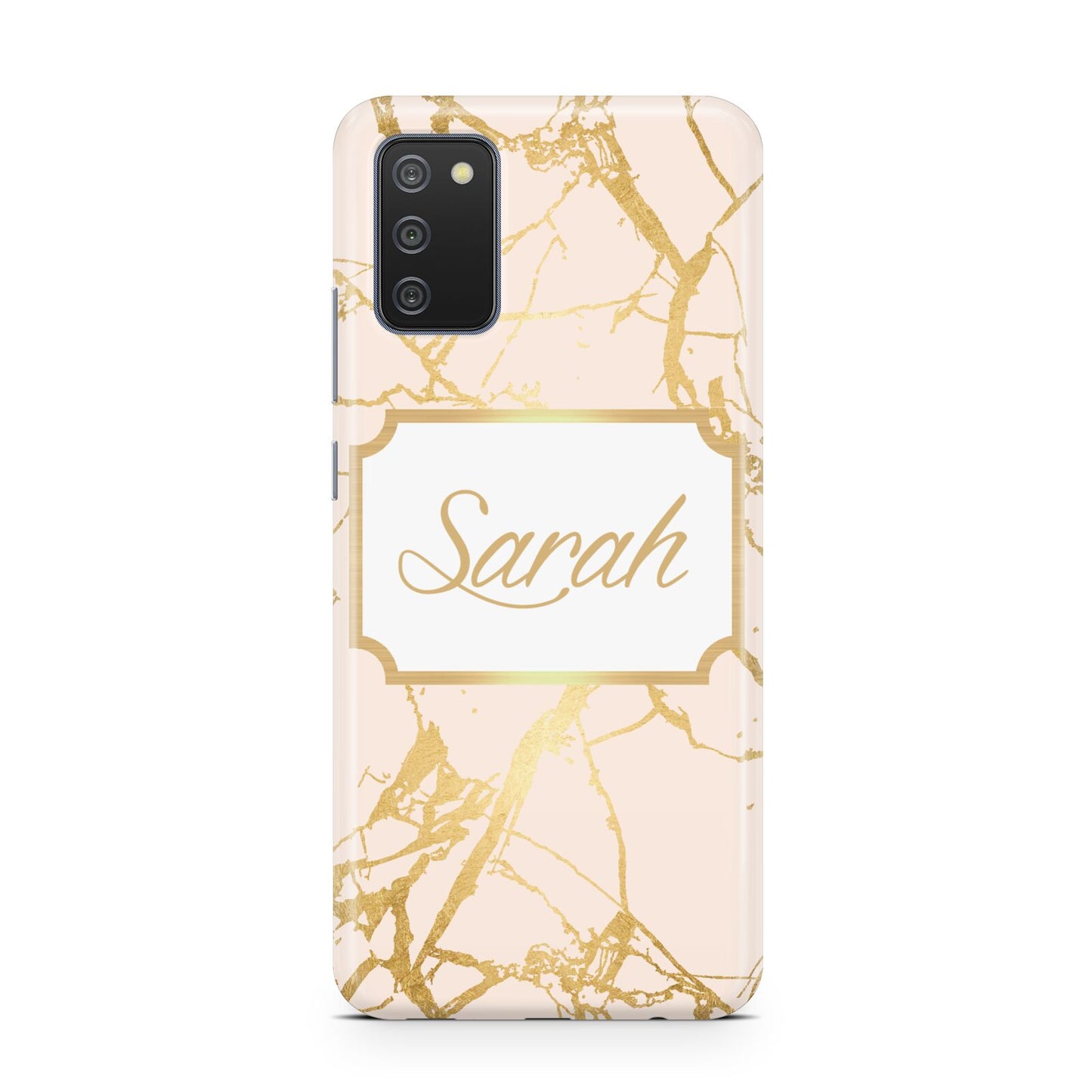 Personalised Gold Marble Pink Name Samsung A02s Case