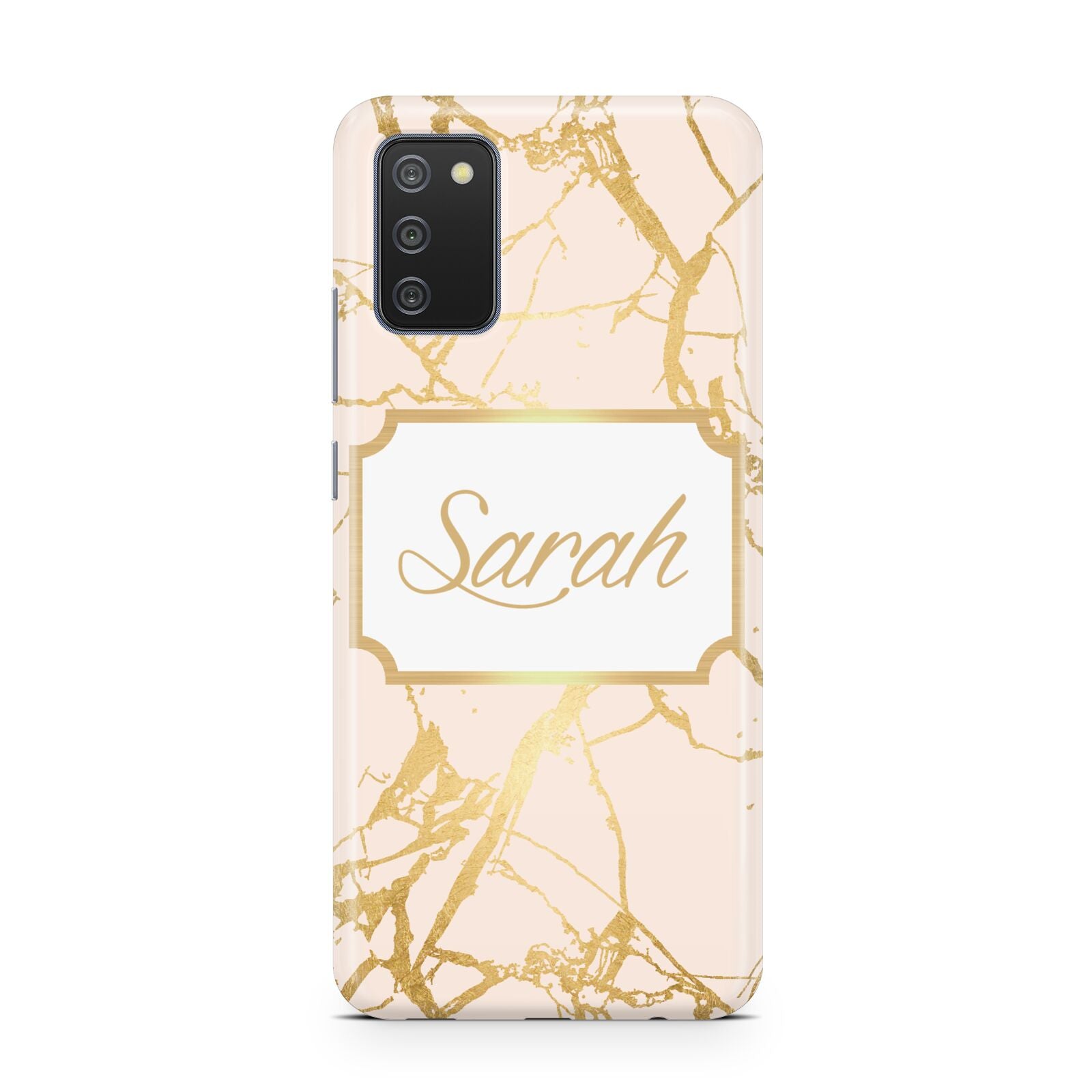 Personalised Gold Marble Pink Name Samsung A02s Case